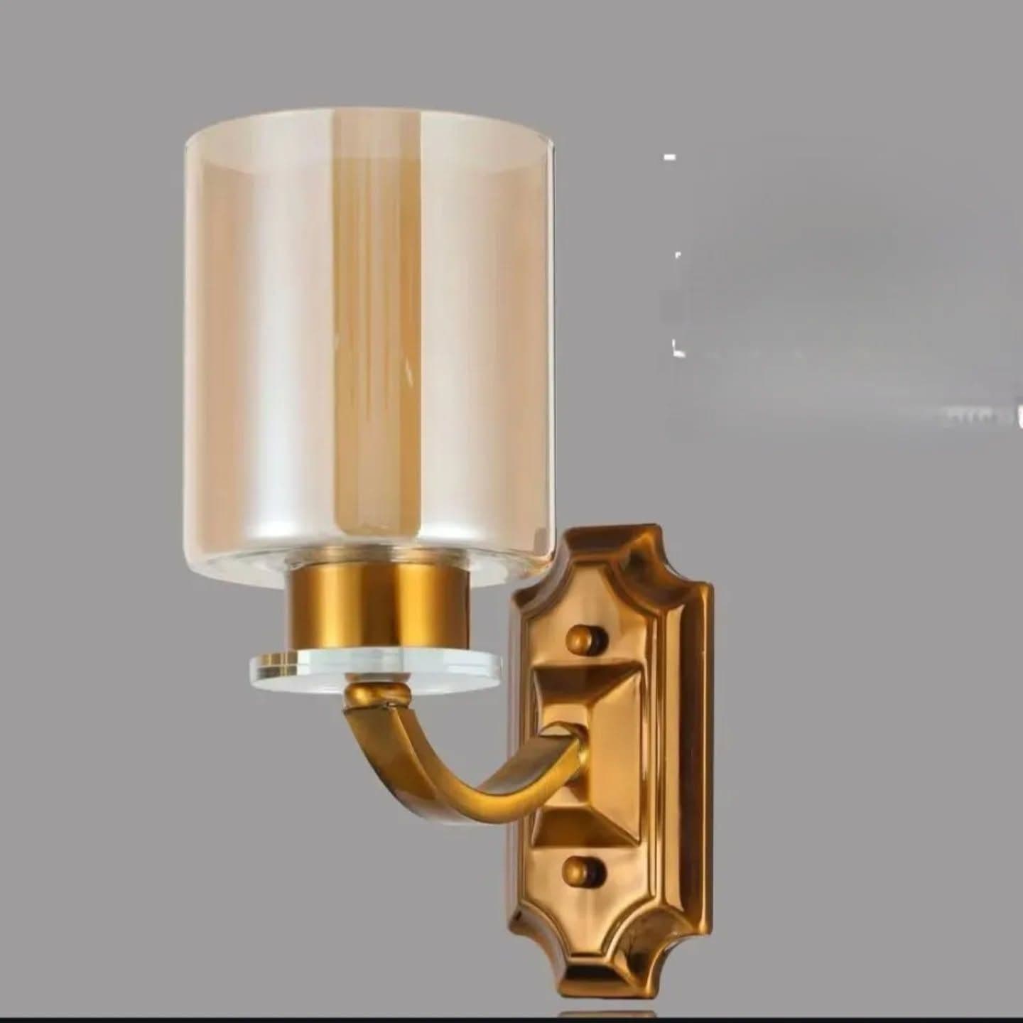 Small Traditional Gold Wall Light with Glass Shade
