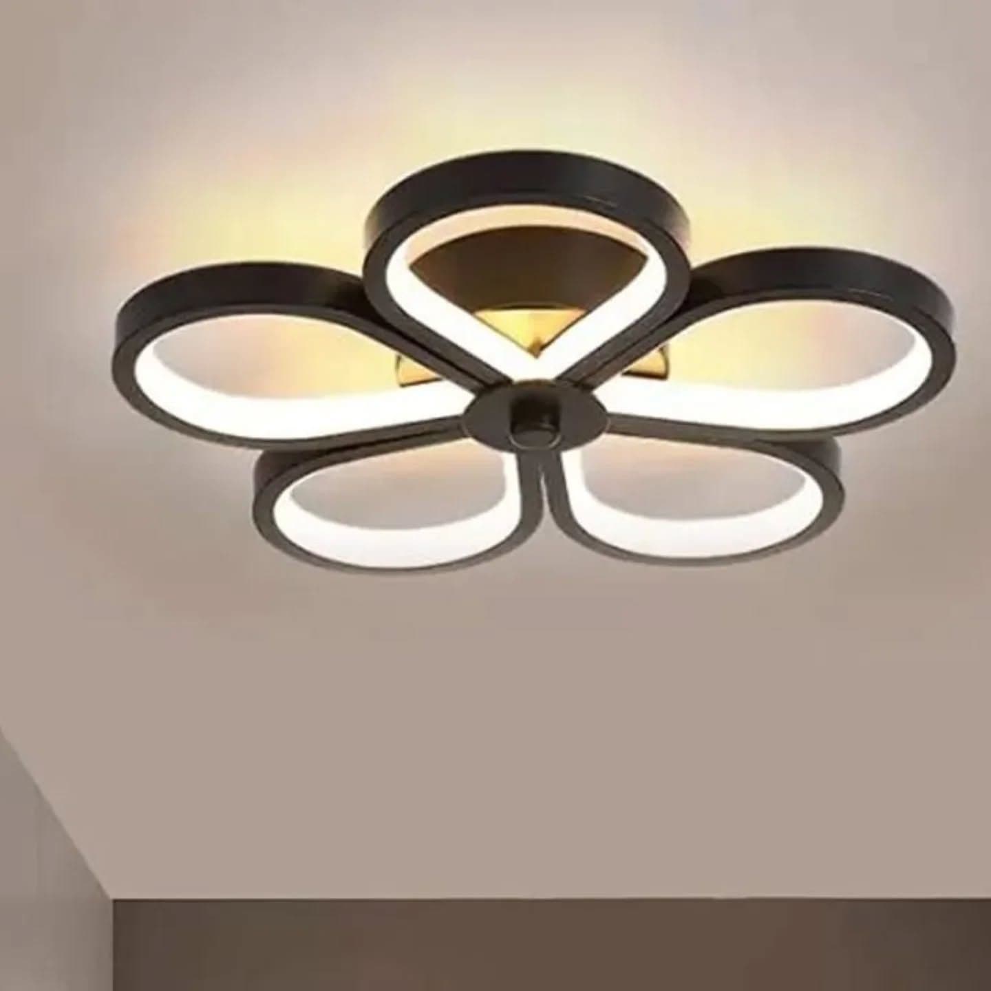Modern Black Flower-Shaped LED Ceiling Light
