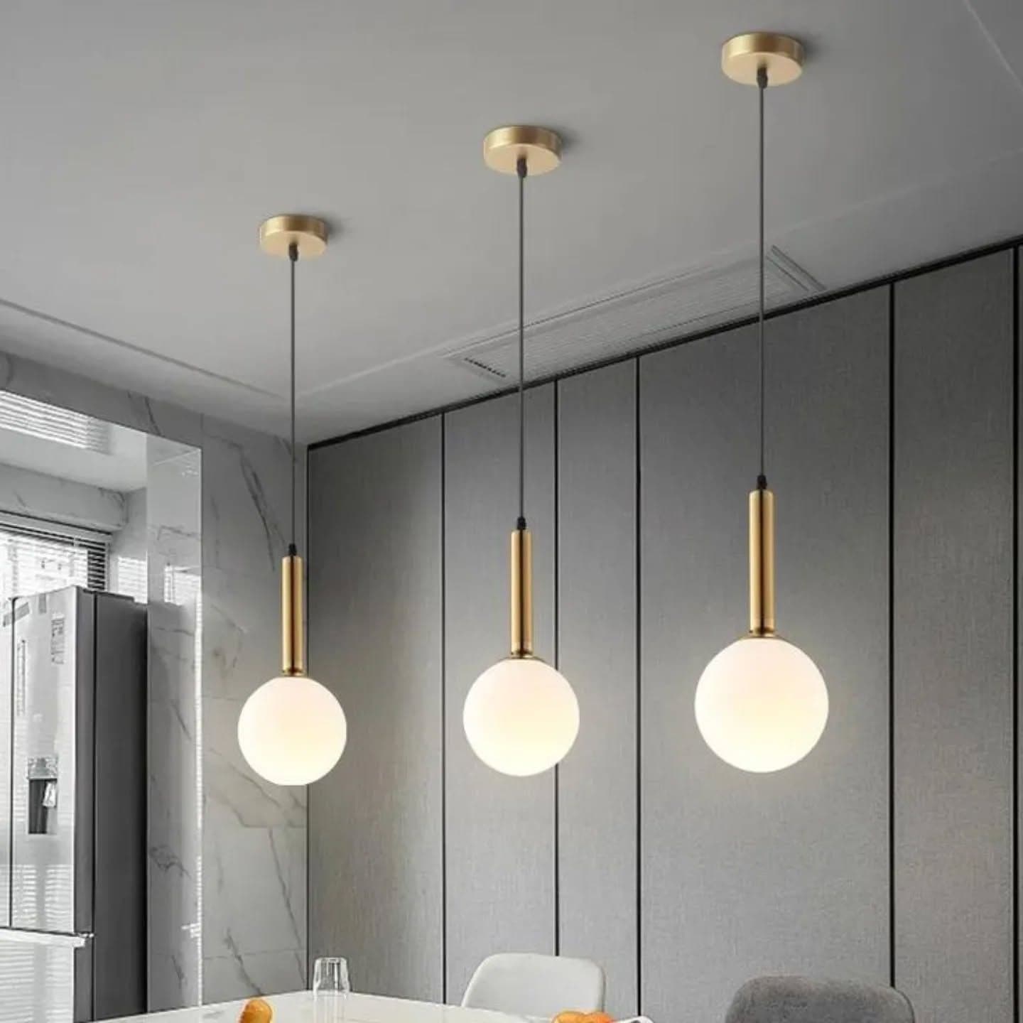 Modern Gold and White Frosted Glass Pendant Light