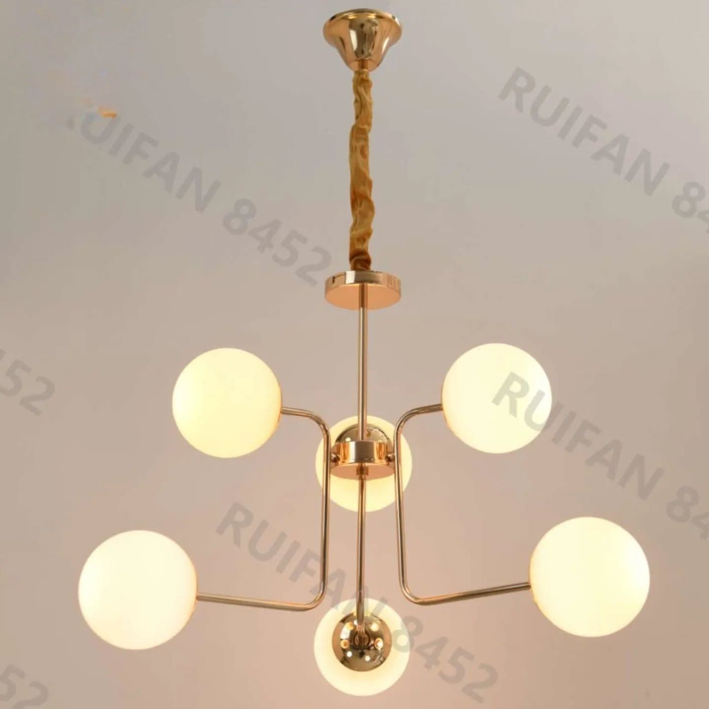 Modern Gold 6-Arm Globe Chandelier