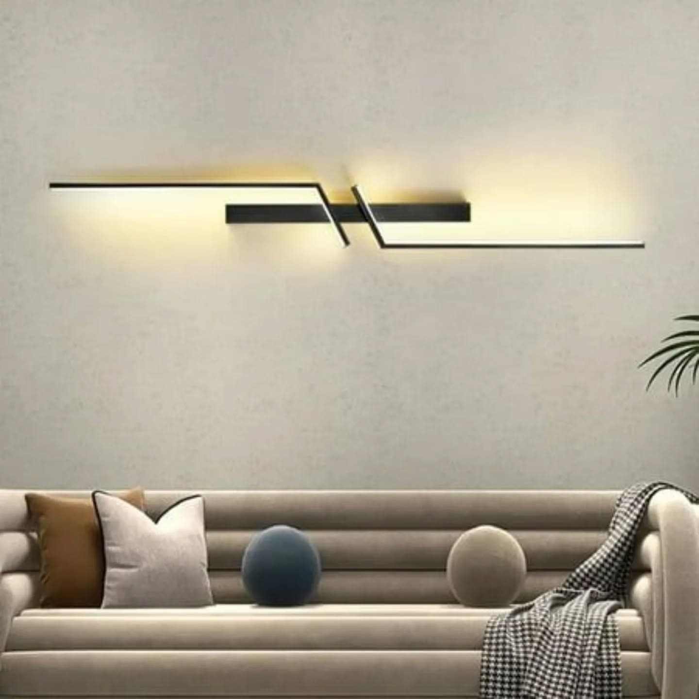 Modern Black Geometric LED Wall Light - Large