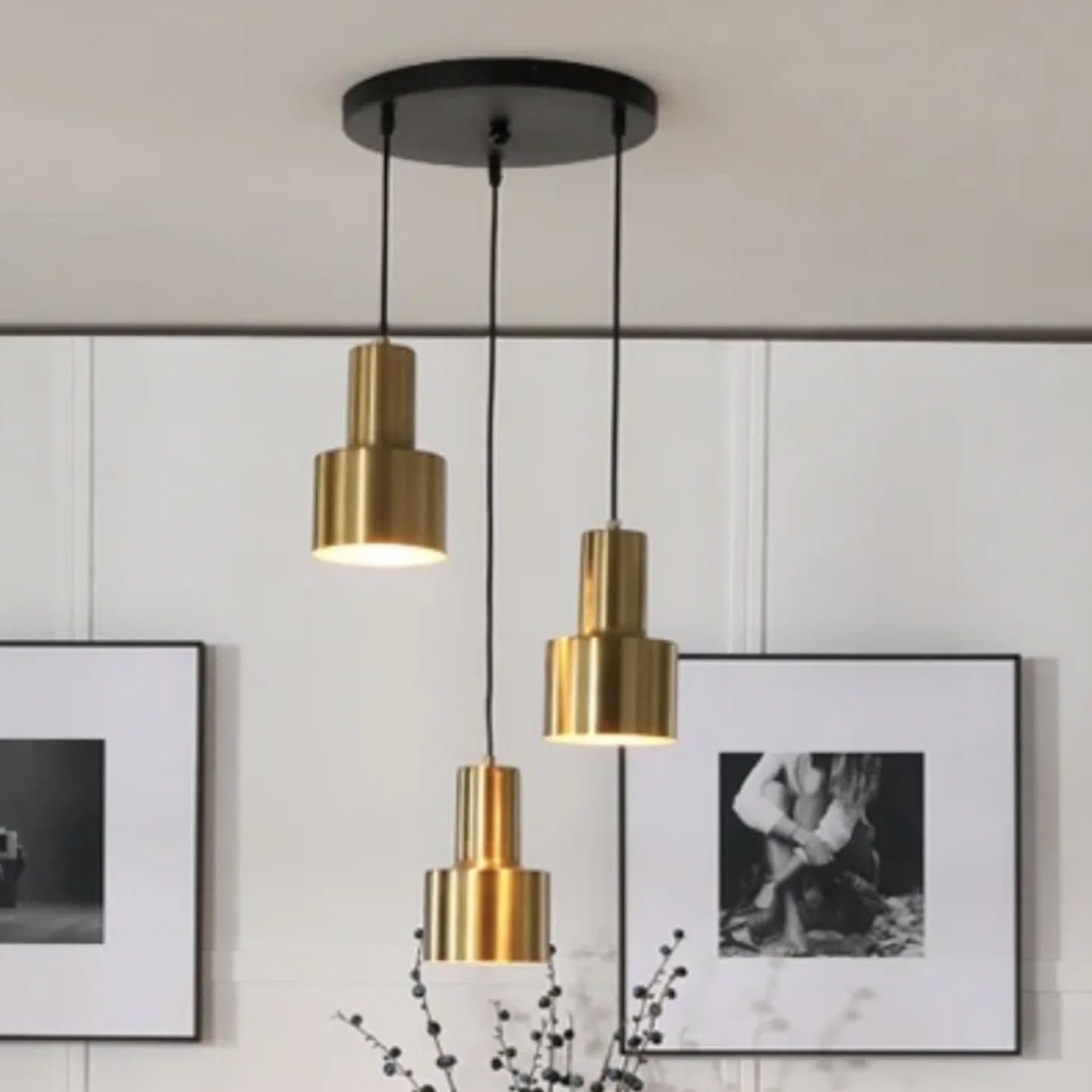 Modern Gold Three-Light Cluster Pendant
