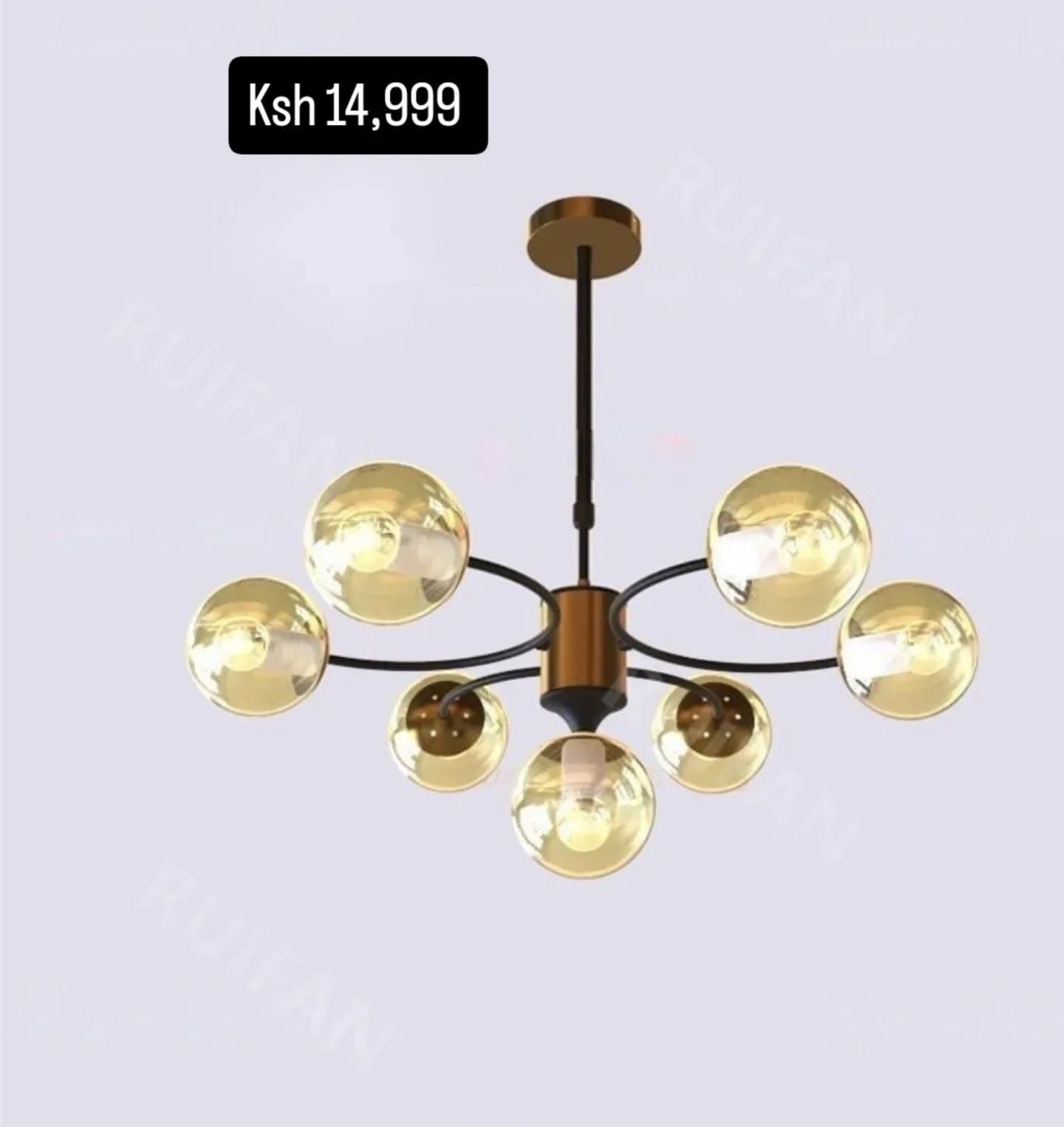 Modern Gold and Black Multi-Arm Globe Chandelier