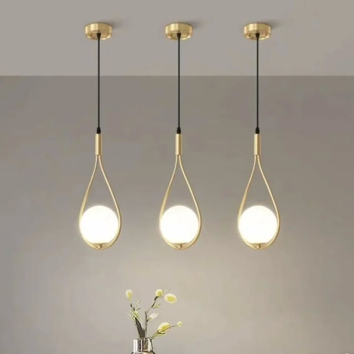 Modern Gold Teardrop Pendant Light with Orb Diffuser