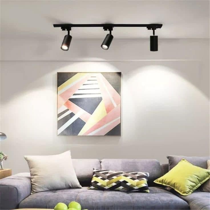 Black tiltable spotlights