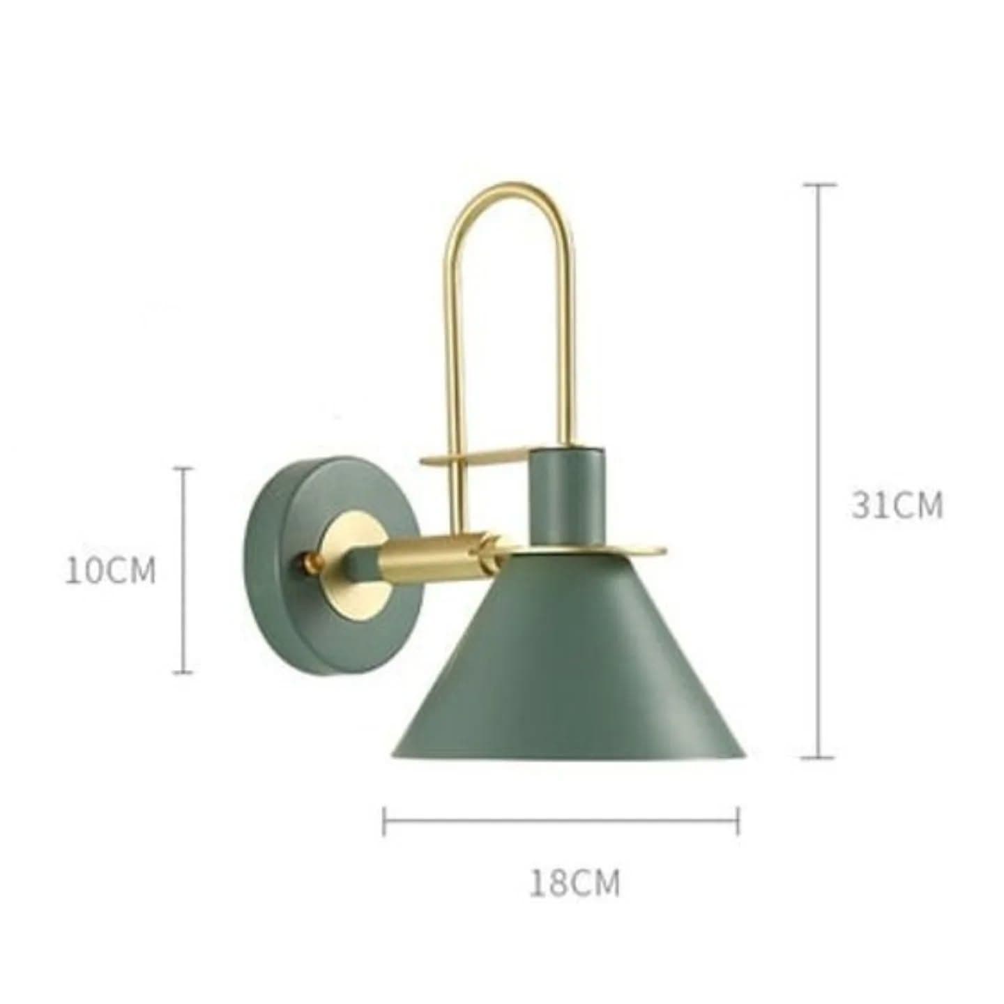 Modern Green Metal and Brass U-Shaped Wall Light