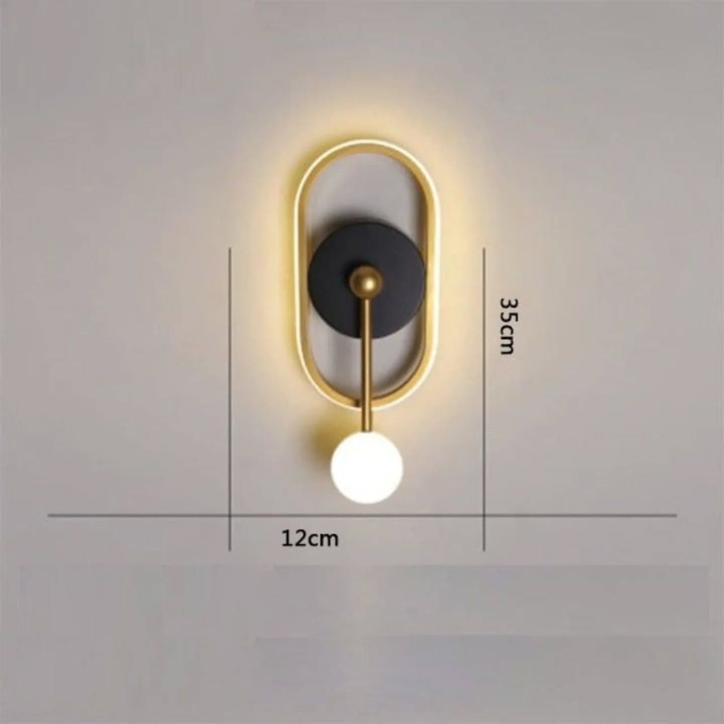 Modern Gold, Black & White Oval LED Wall Light