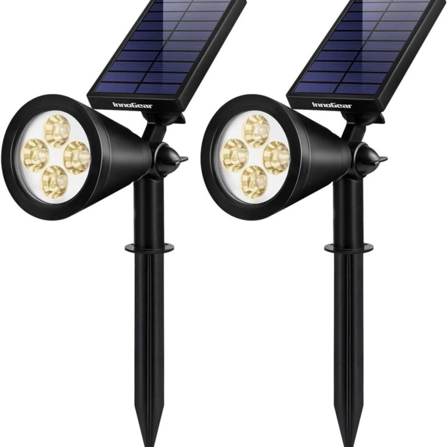 Modern Solar-Powered Adjustable Black Garden Spotlight