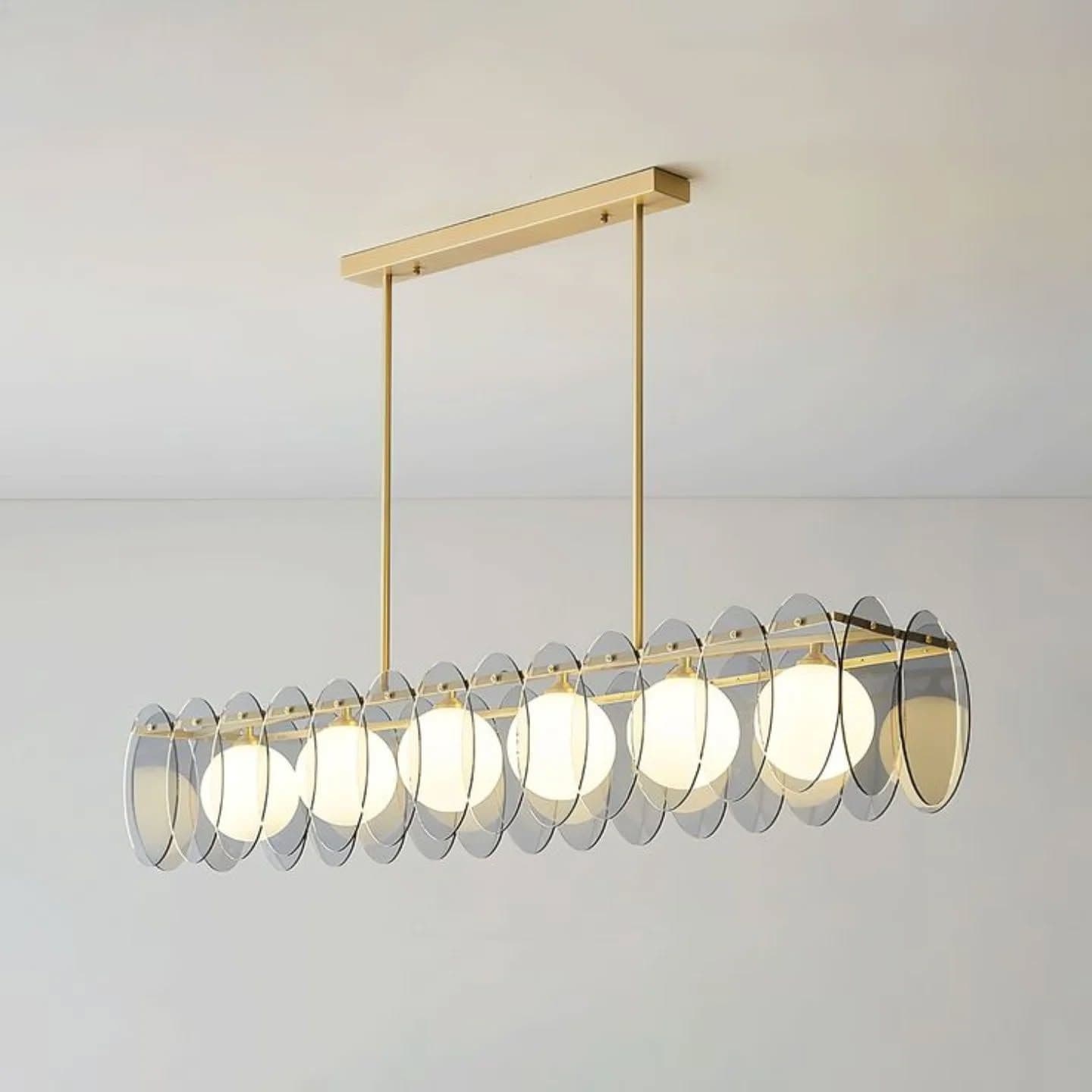 Modern Gold Oval Bubble Glass Chandelier - 7 Globes
