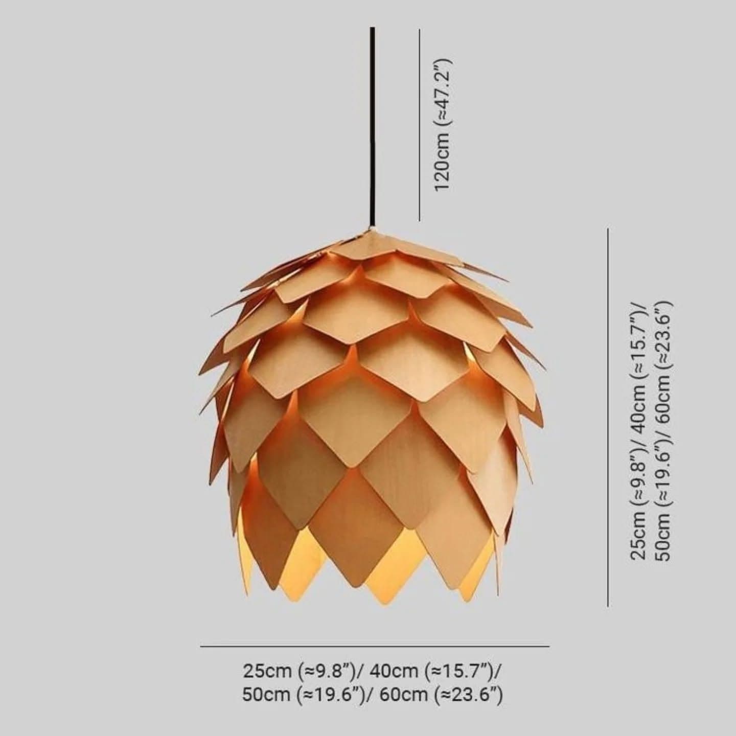 Modern Gold Pinecone Wood Pendant Light
