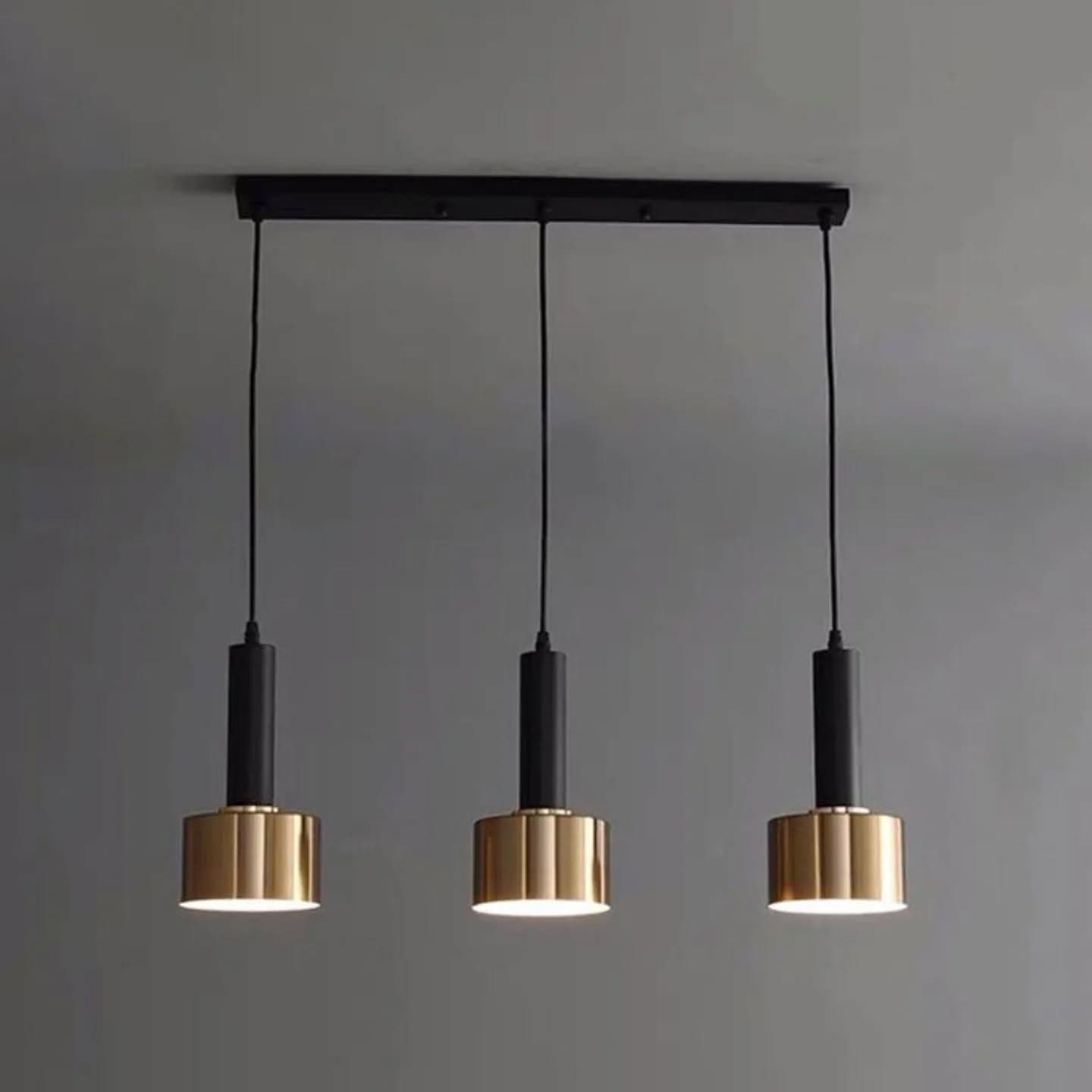 Modern Gold Fluted Three-Light Pendant