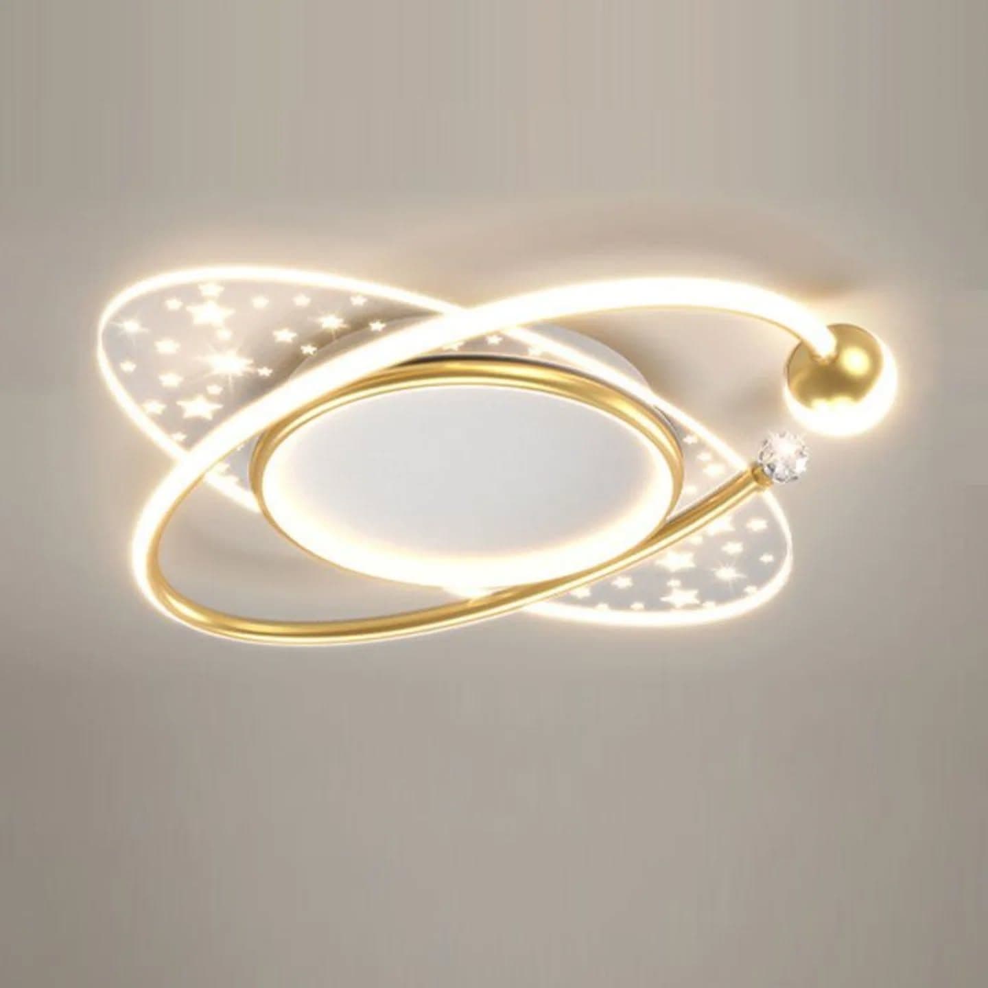 Modern Gold and White Star Crystal Chandelier