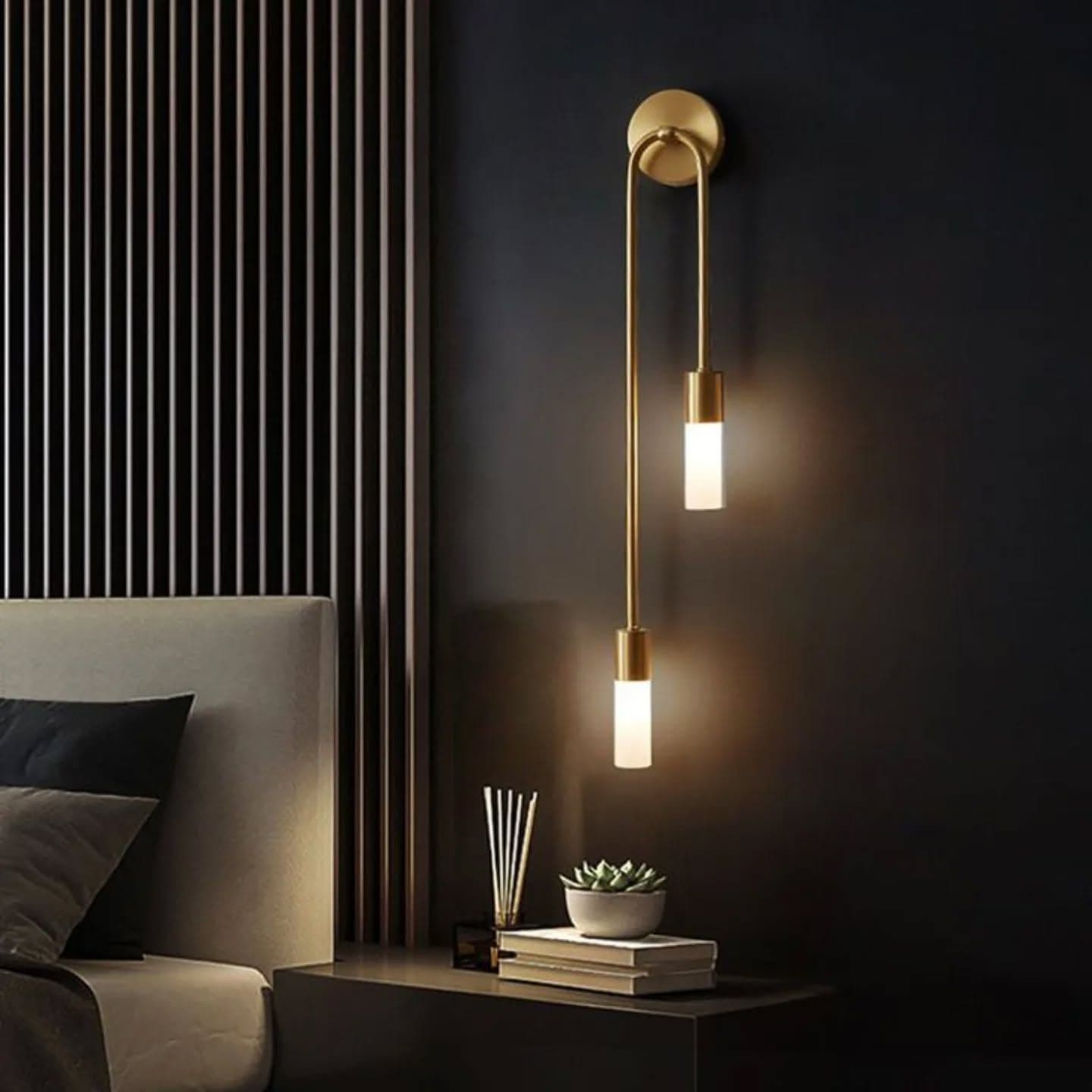 Modern Gold Brass Dual Cylinder Wall Light