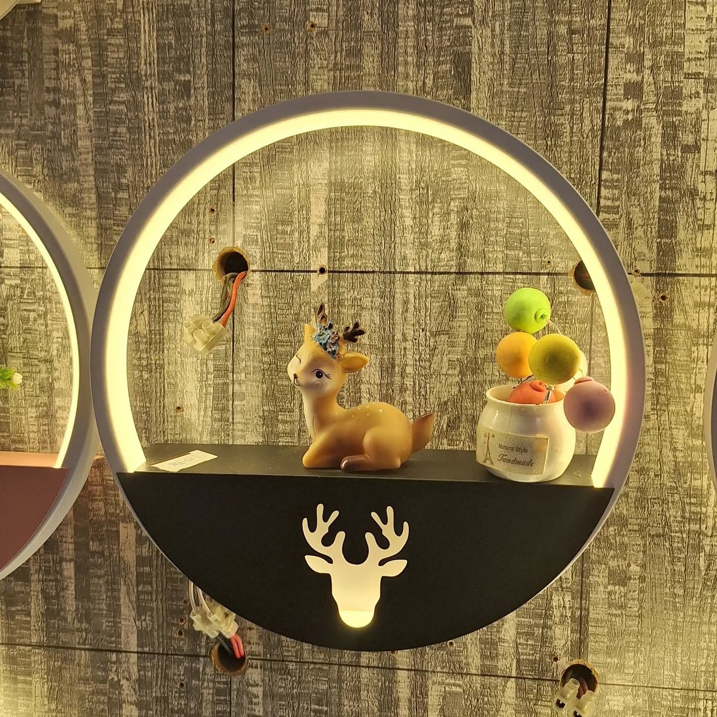 Modern White & Black LED Animal Silhouette Wall Light with Shelf