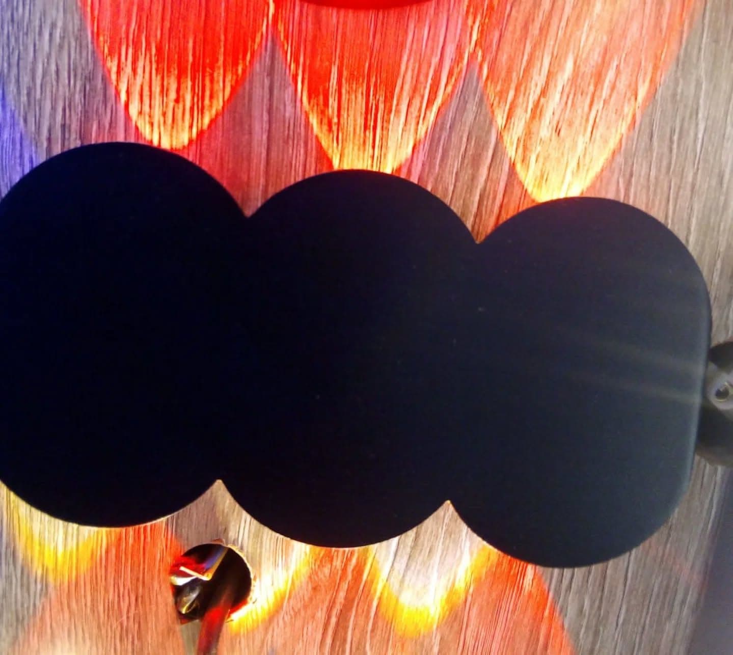 Modern Black and Wood Grain Cloud-Shaped Coloured Wall Light