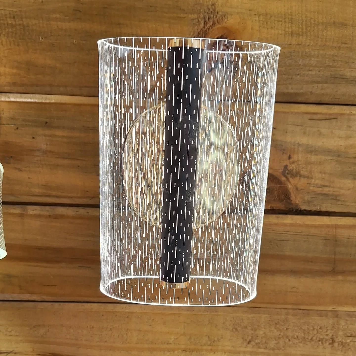 Modern Clear Glass & Matte Black Wall Light with Perforated Shade