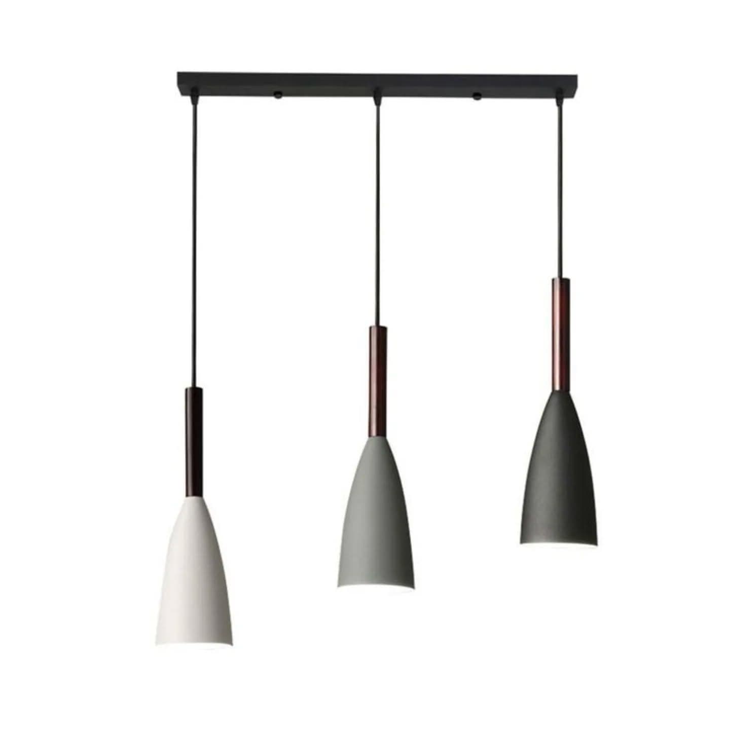 Modern Three-Light Cluster Pendant with Metallic Accents - Multiple Colors