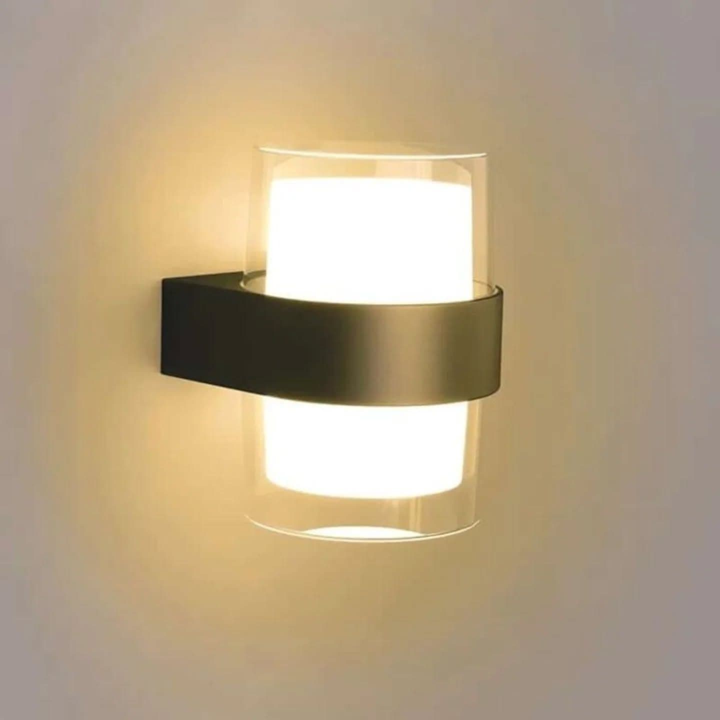 Modern Black Double Cylinder Frosted Glass Wall Light