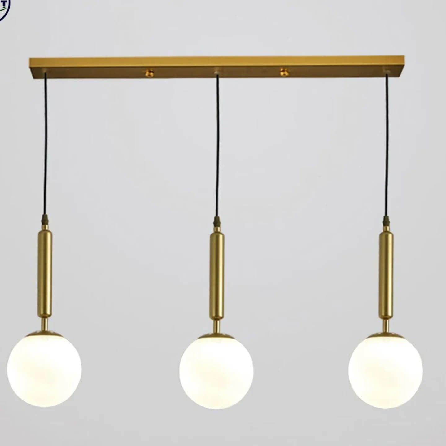 Modern Gold Multi-Light Pendant with Frosted Glass Globes