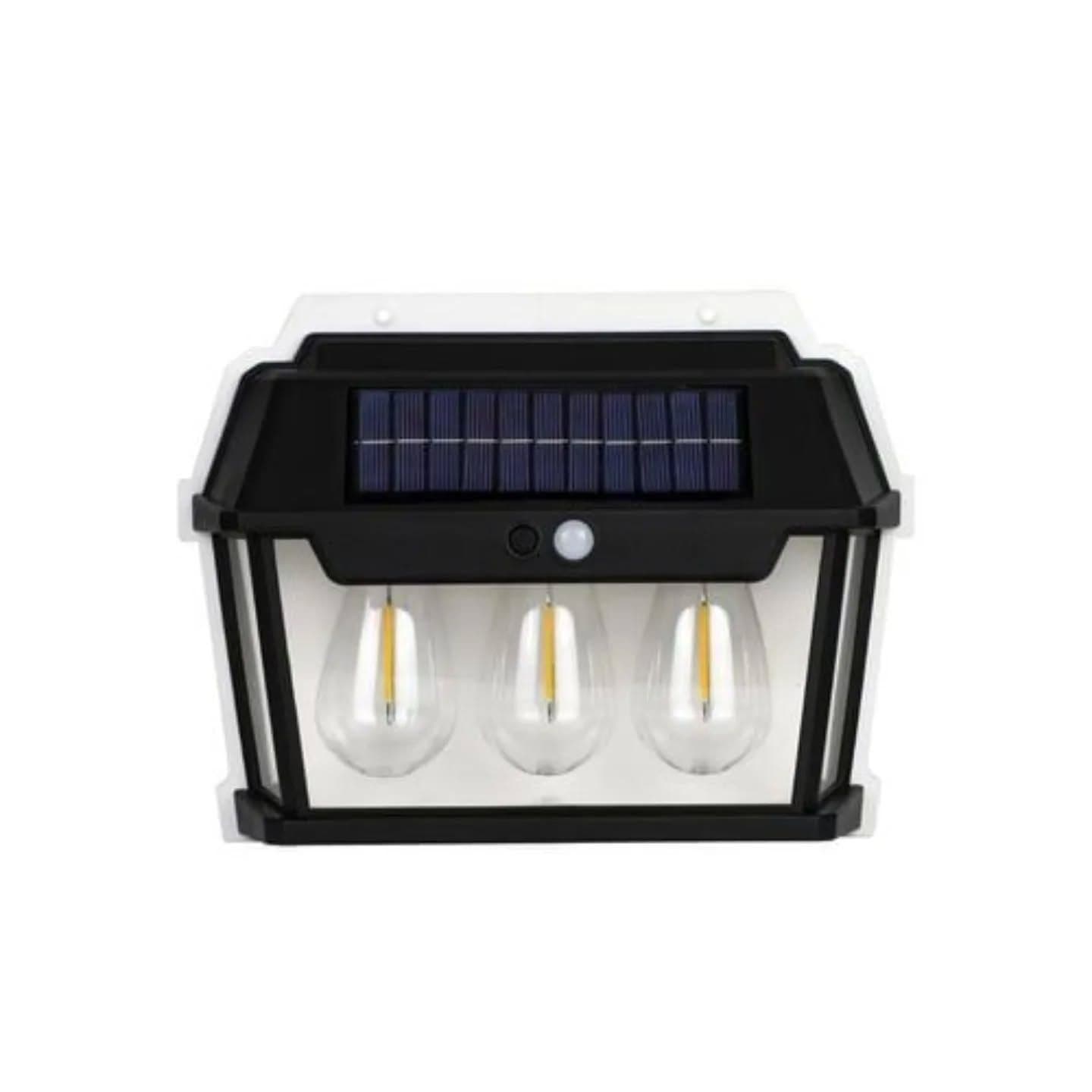 Vintage Solar-Powered Motion Sensor Outdoor Wall Light - Black & Clear