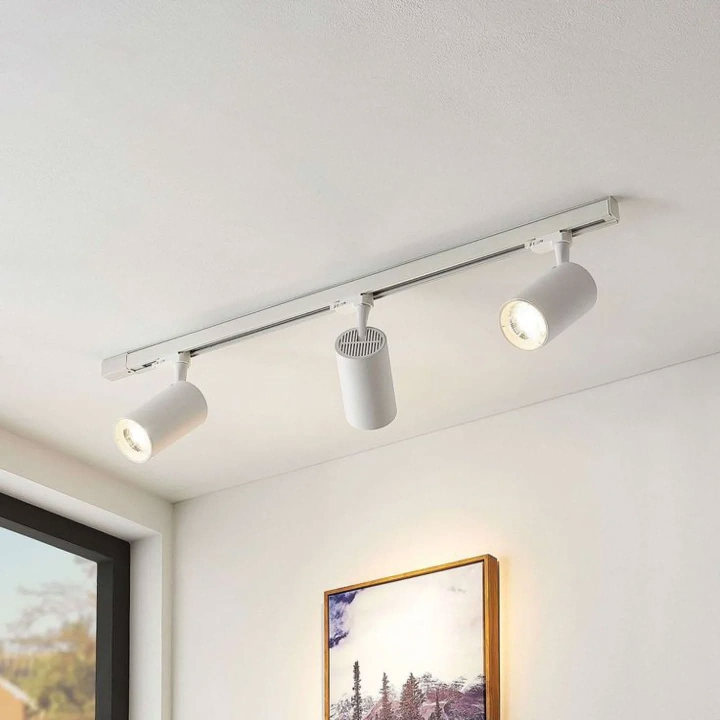 Modern White Adjustable Three-Light Track Spotlight