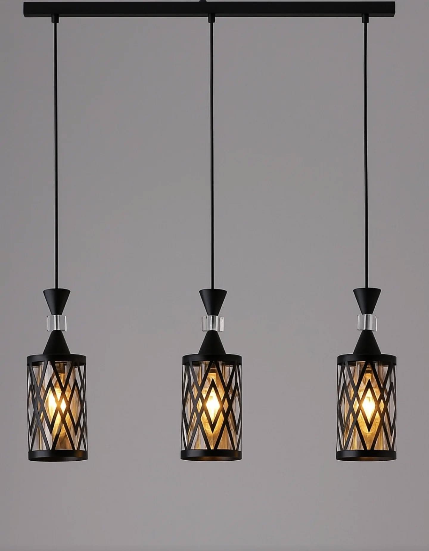 Modern Black Geometric Crystal Pendant Light