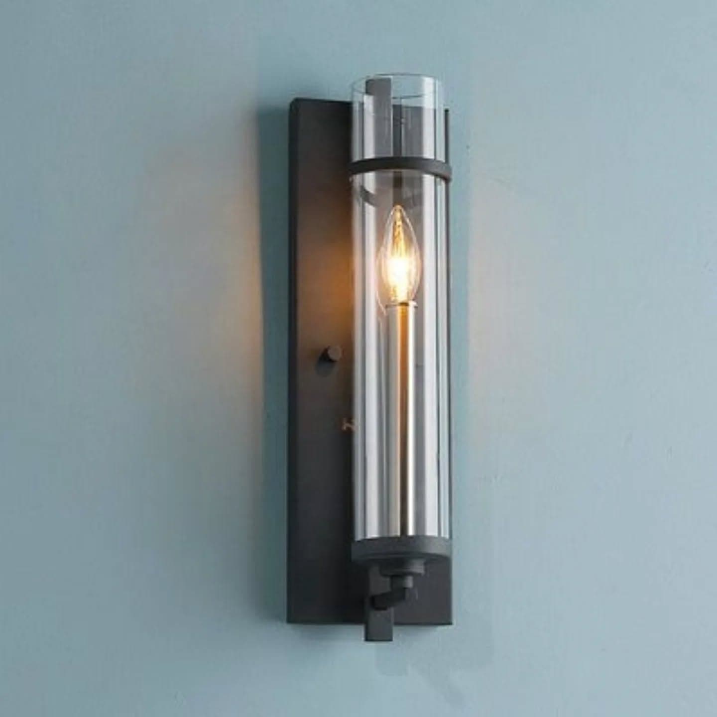 Modern Matte Black & Brushed Nickel Cylindrical Wall Light