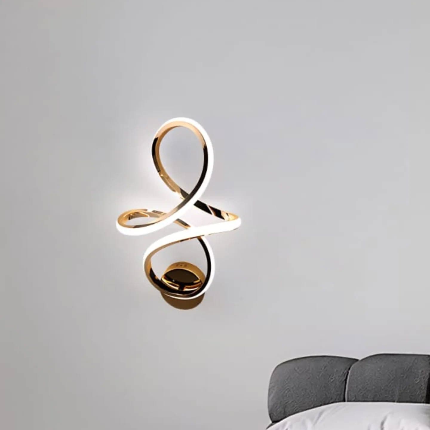 Modern Gold and White Curved LED Wall Light