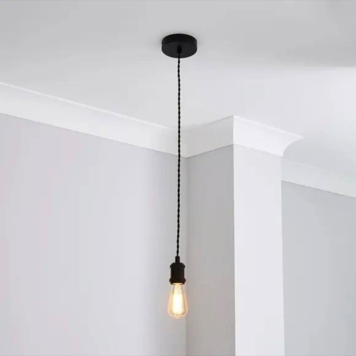 Industrial Black Metal Pendant Light with Exposed Bulb
