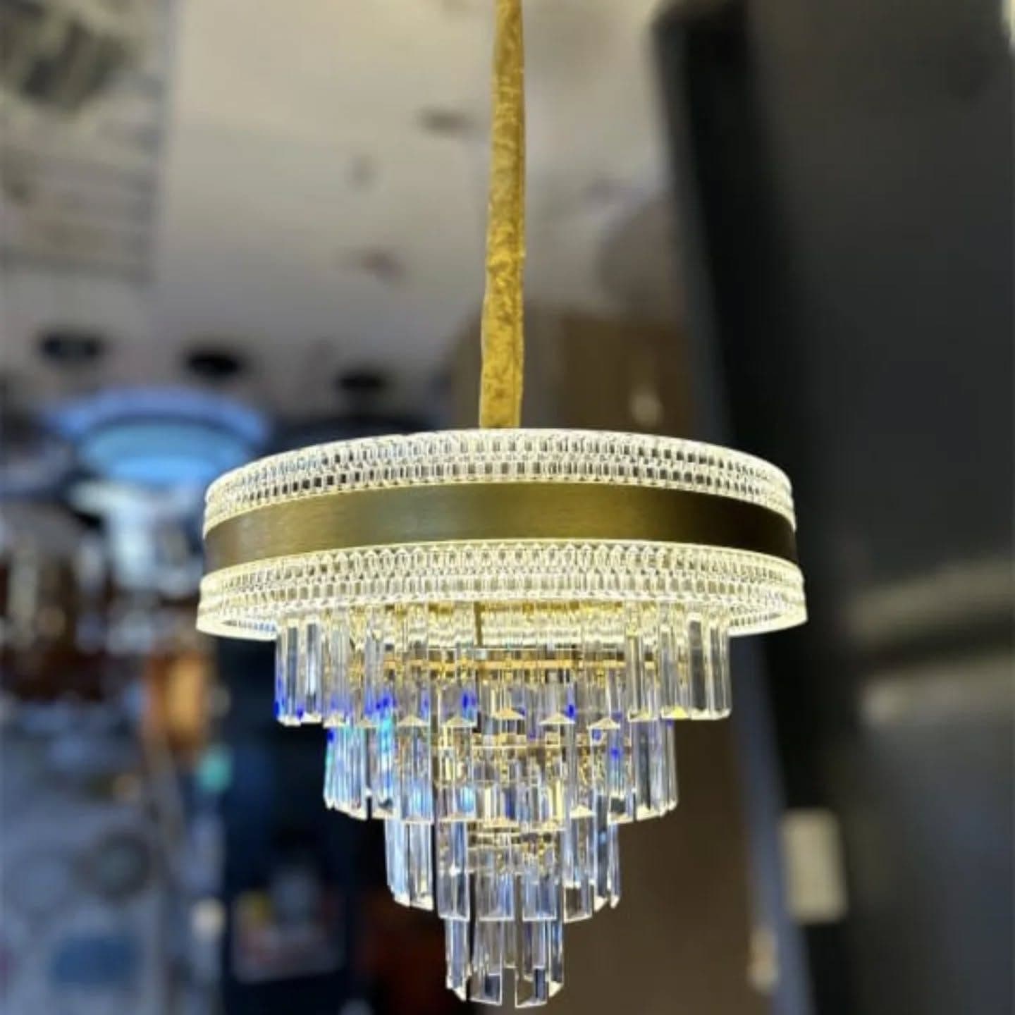 Modern Gold Crystal Tiered Chandelier