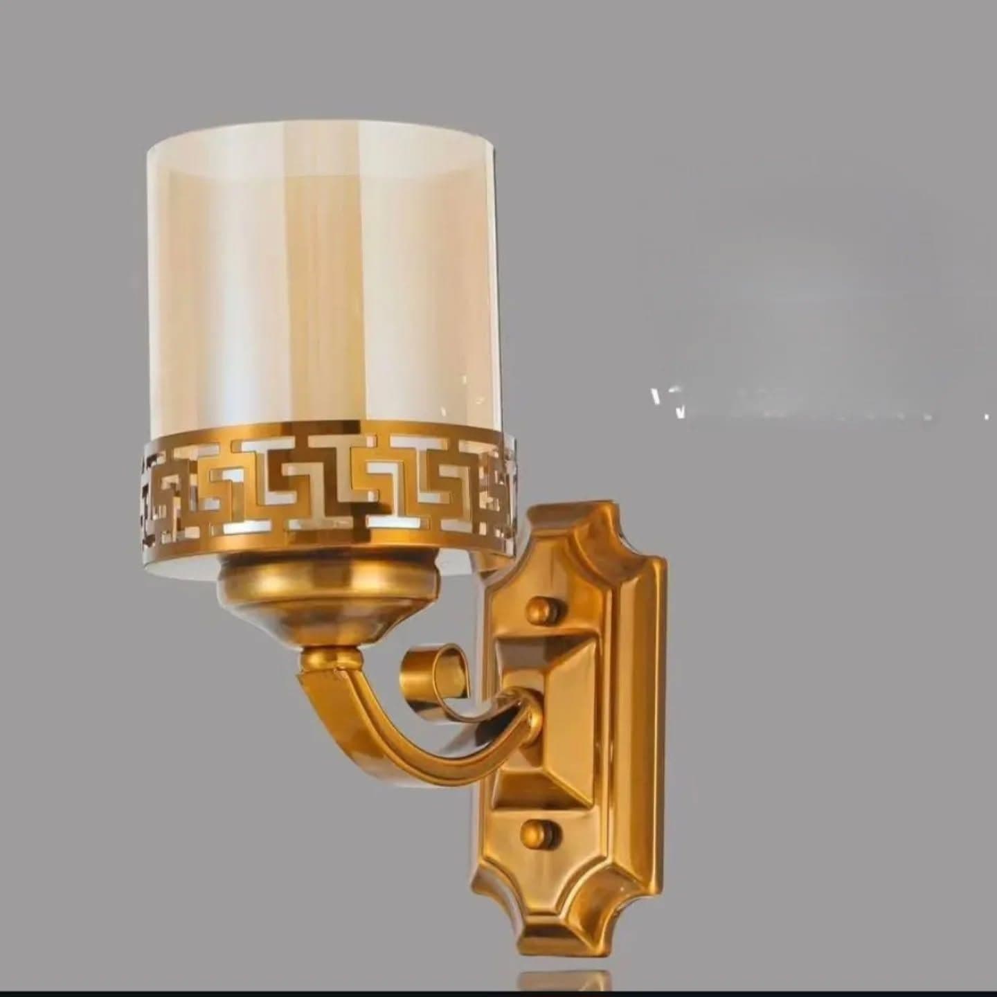 Ornate Gold Glass Wall Sconce Light