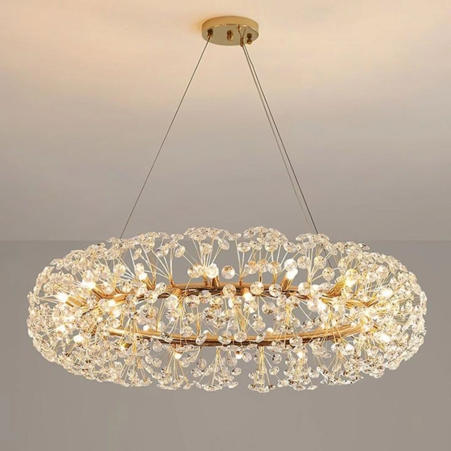 Luxurious Oversized Gold Crystal Orb Chandelier