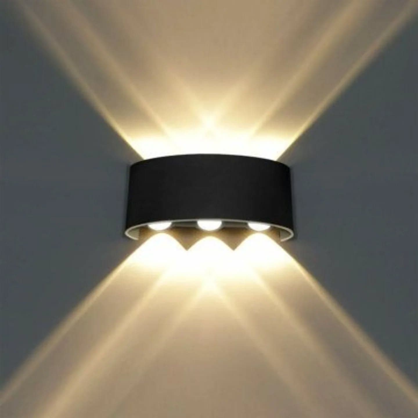 Modern Black Up and Down Wall Light with Integrated LEDs