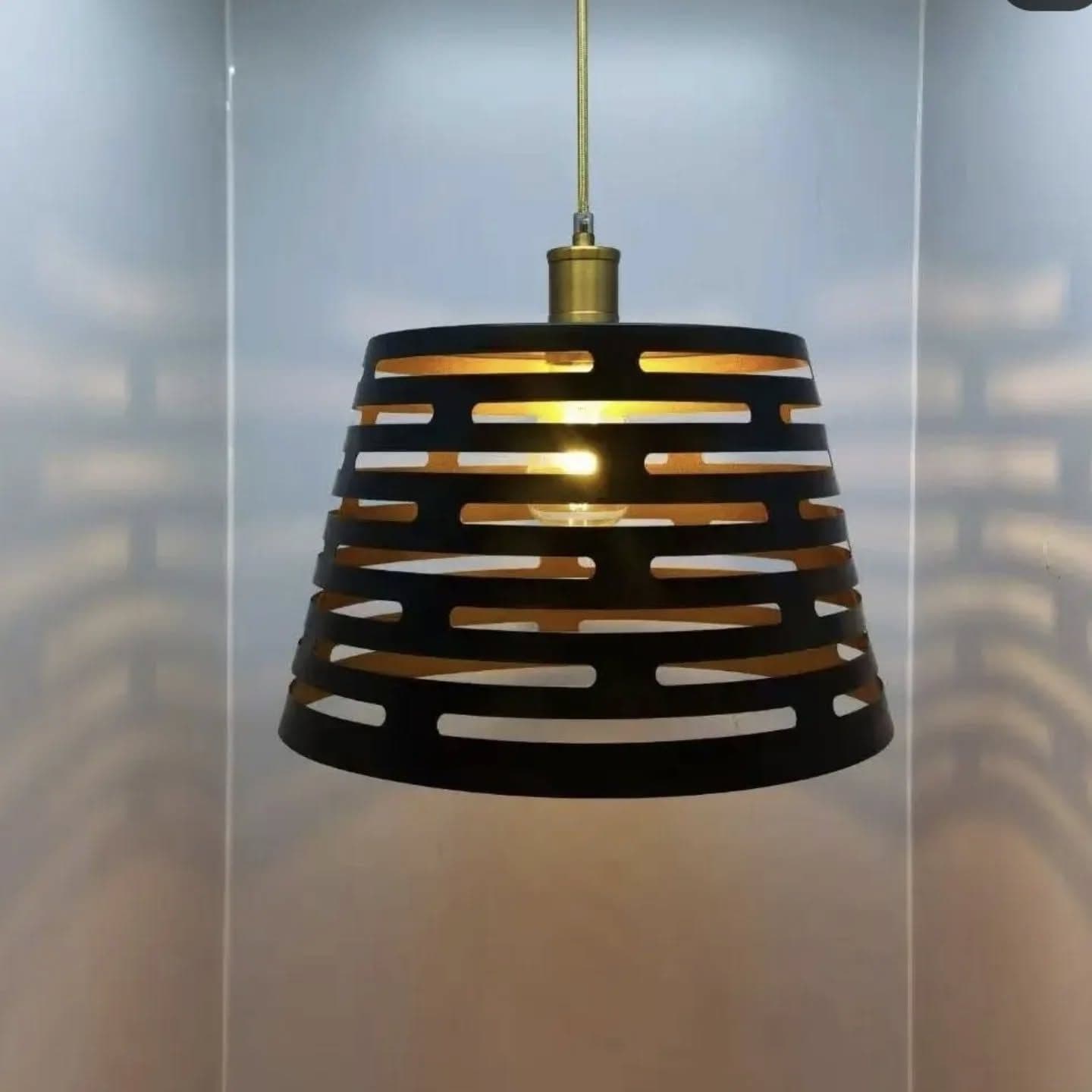 Modern Black Metal Cut-Out Pendant Light