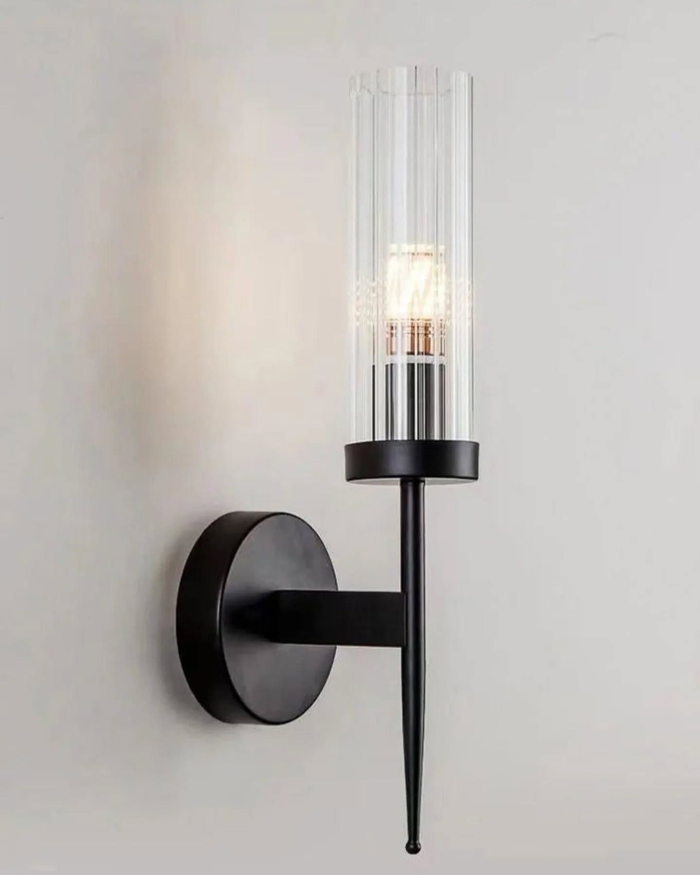Modern Black Fluted Glass Wall Light
