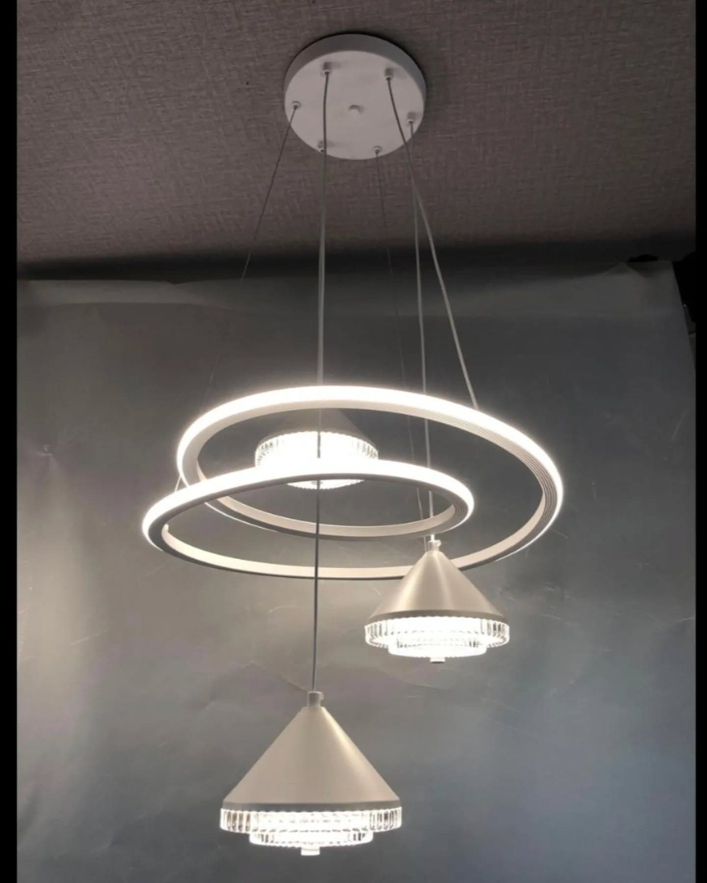 Large Modern White Spiral Pendant Light with Integrated LEDs