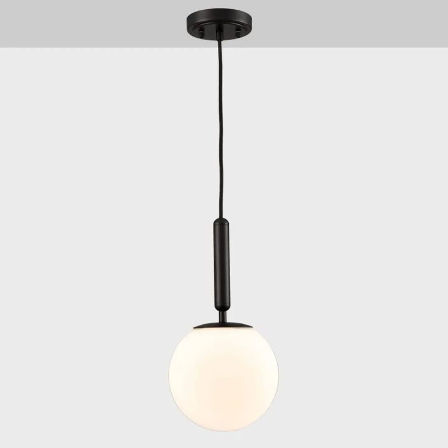 Modern Matte Black Frosted Glass Pendant Light