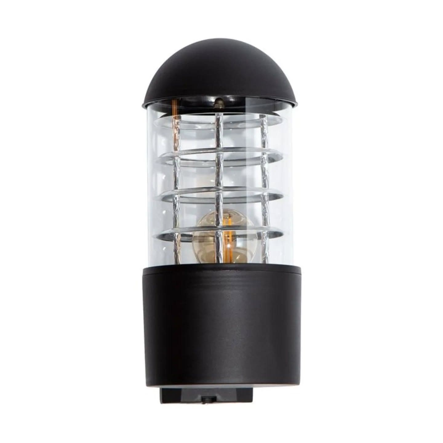 Industrial Black Metal and Glass Outdoor Wall Light