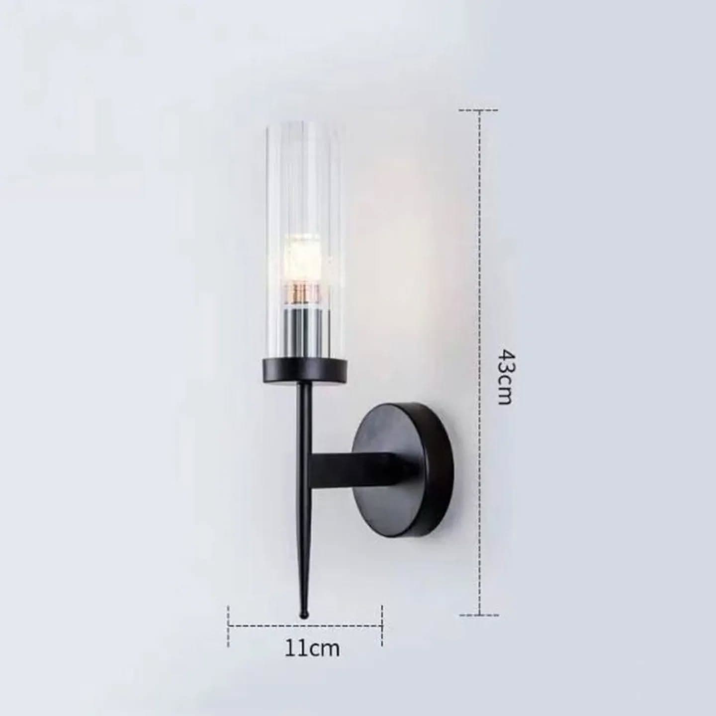Modern Black Glass Ribbed Wall Light