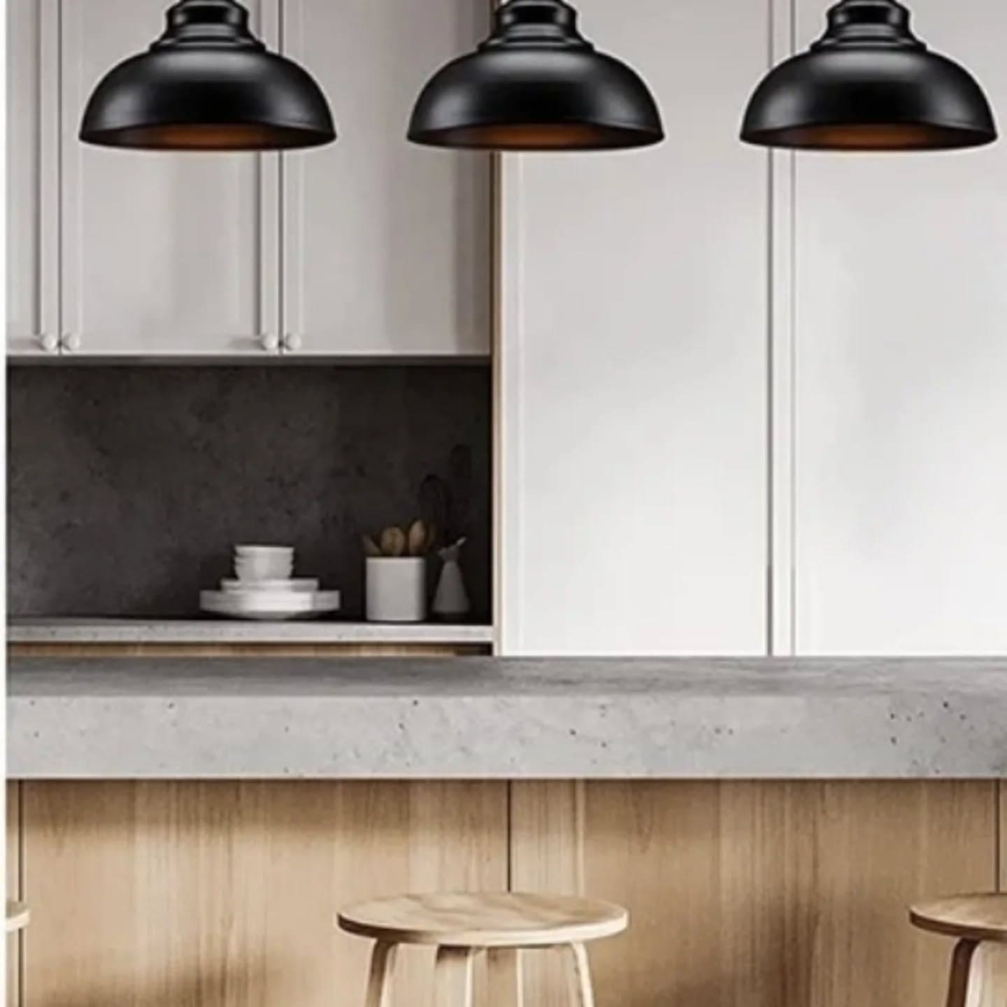 Industrial Matte Black Dome Pendant Light