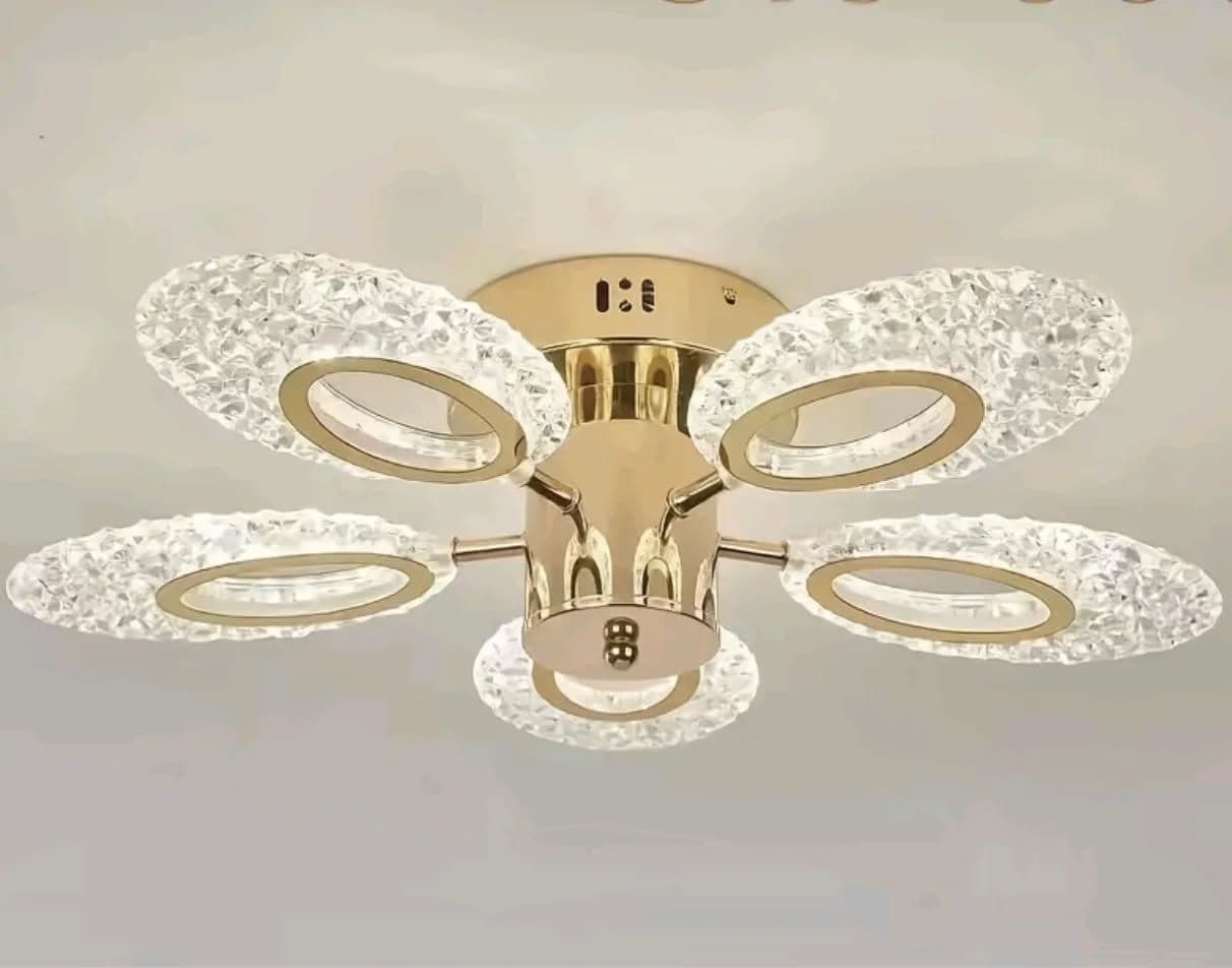 Modern Gold Crystal Ring Chandelier for Low Ceilings