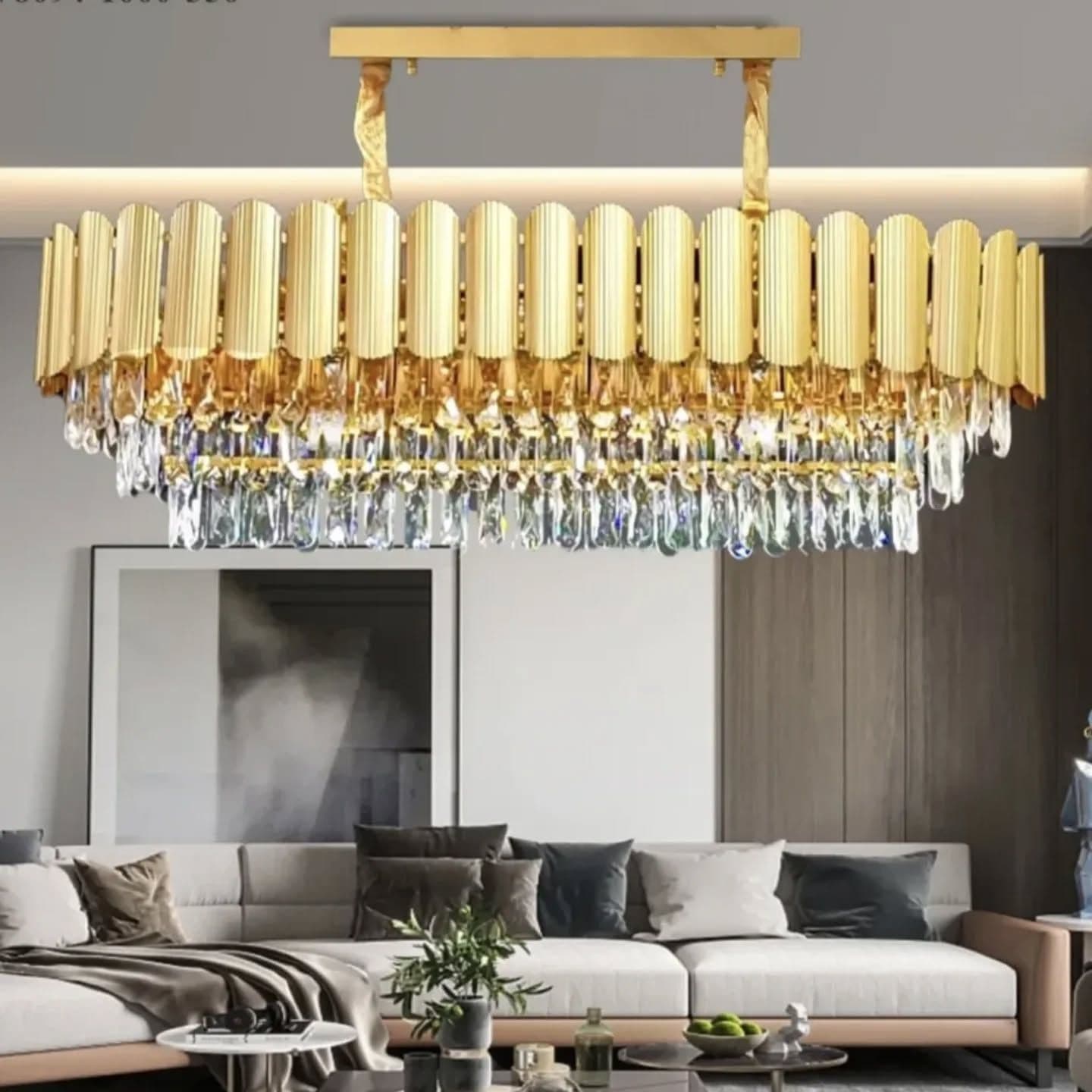 Luxury Oval Crystal Gold Chandelier Light