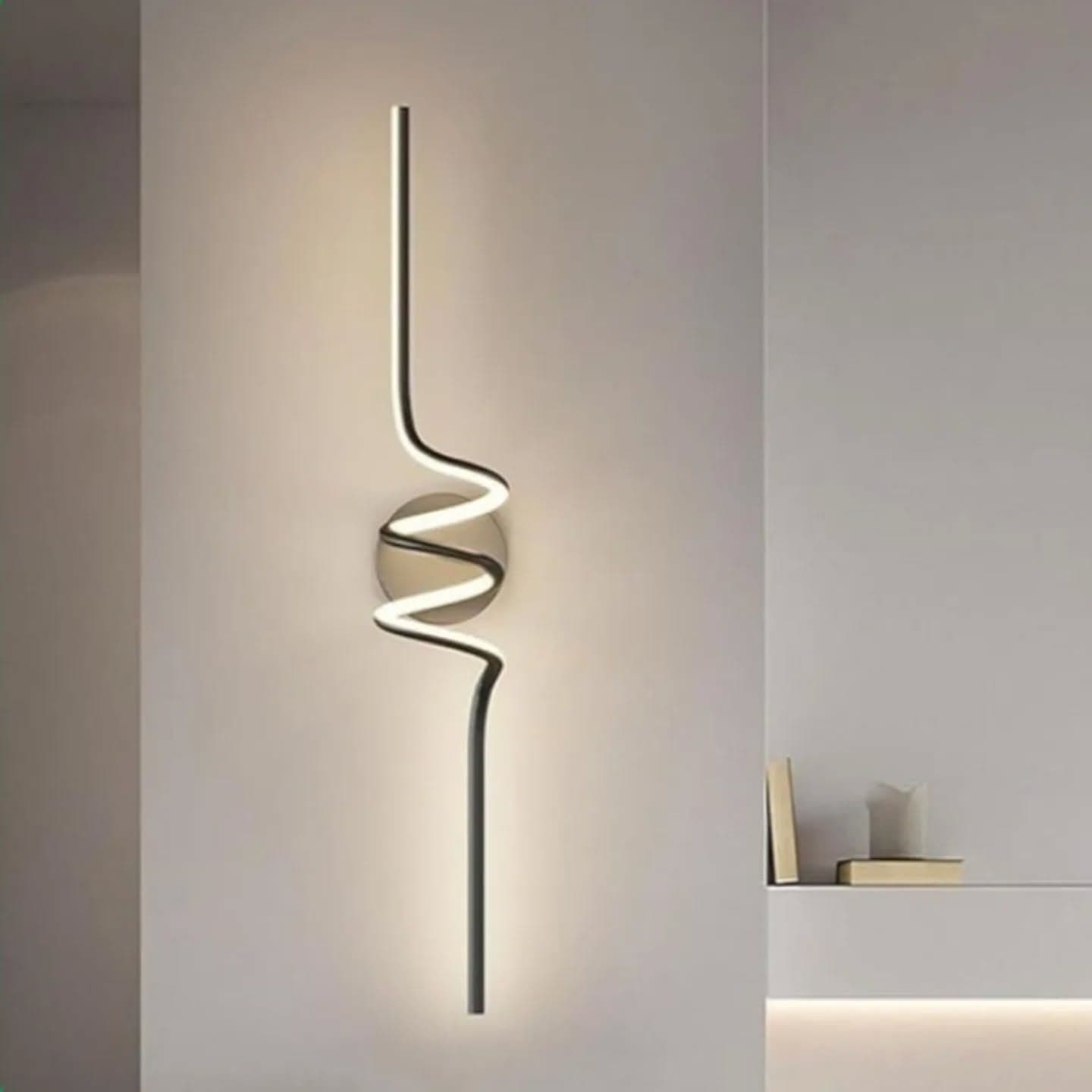 Modern Matte Black and White Spiral LED Wall Light