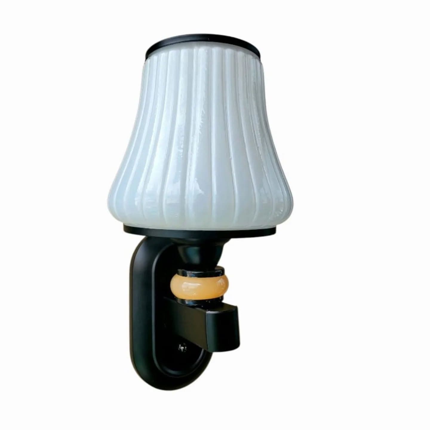 Vintage White and Black Amber Glass Wall Light