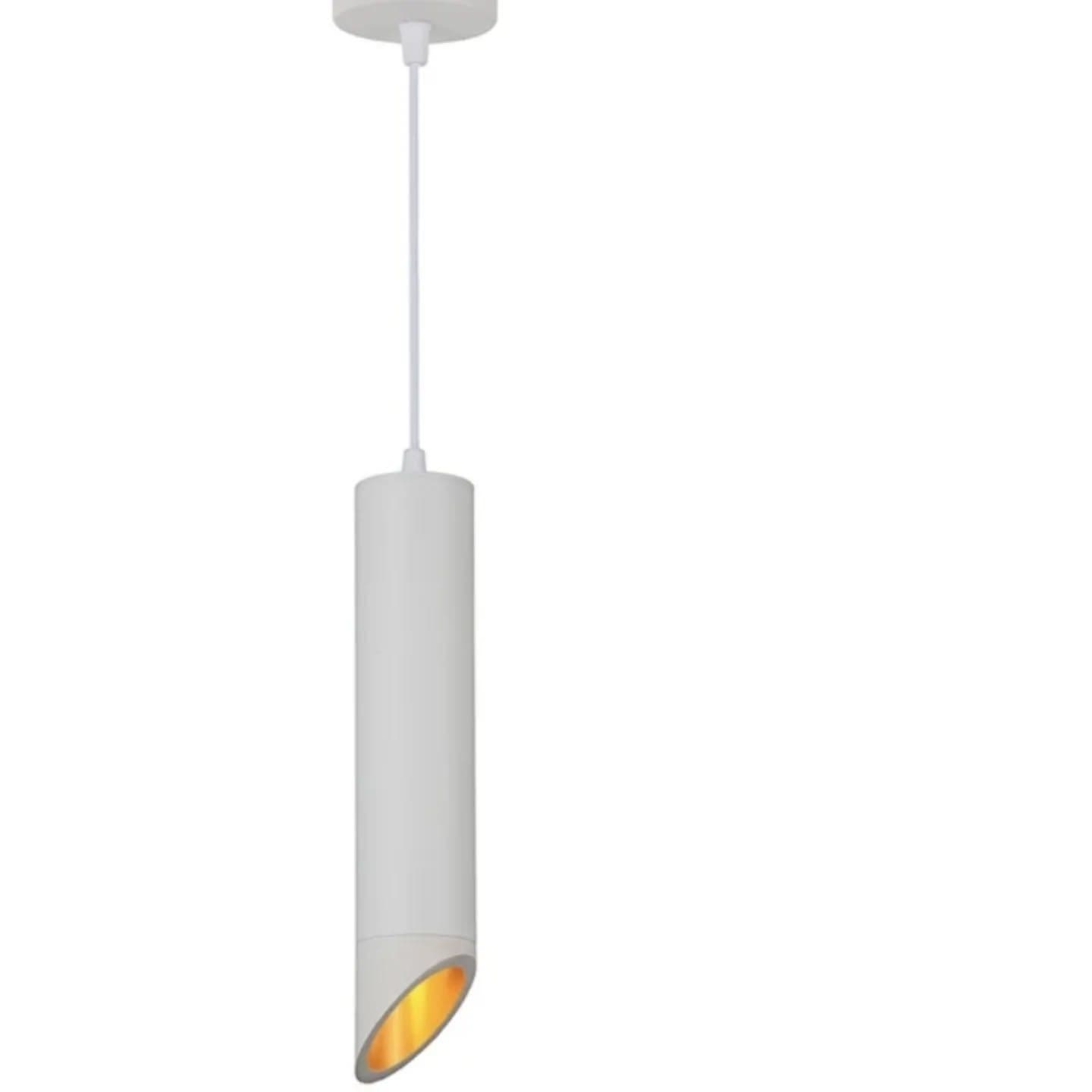 Modern White Angled Pendant Light - Single Suspension