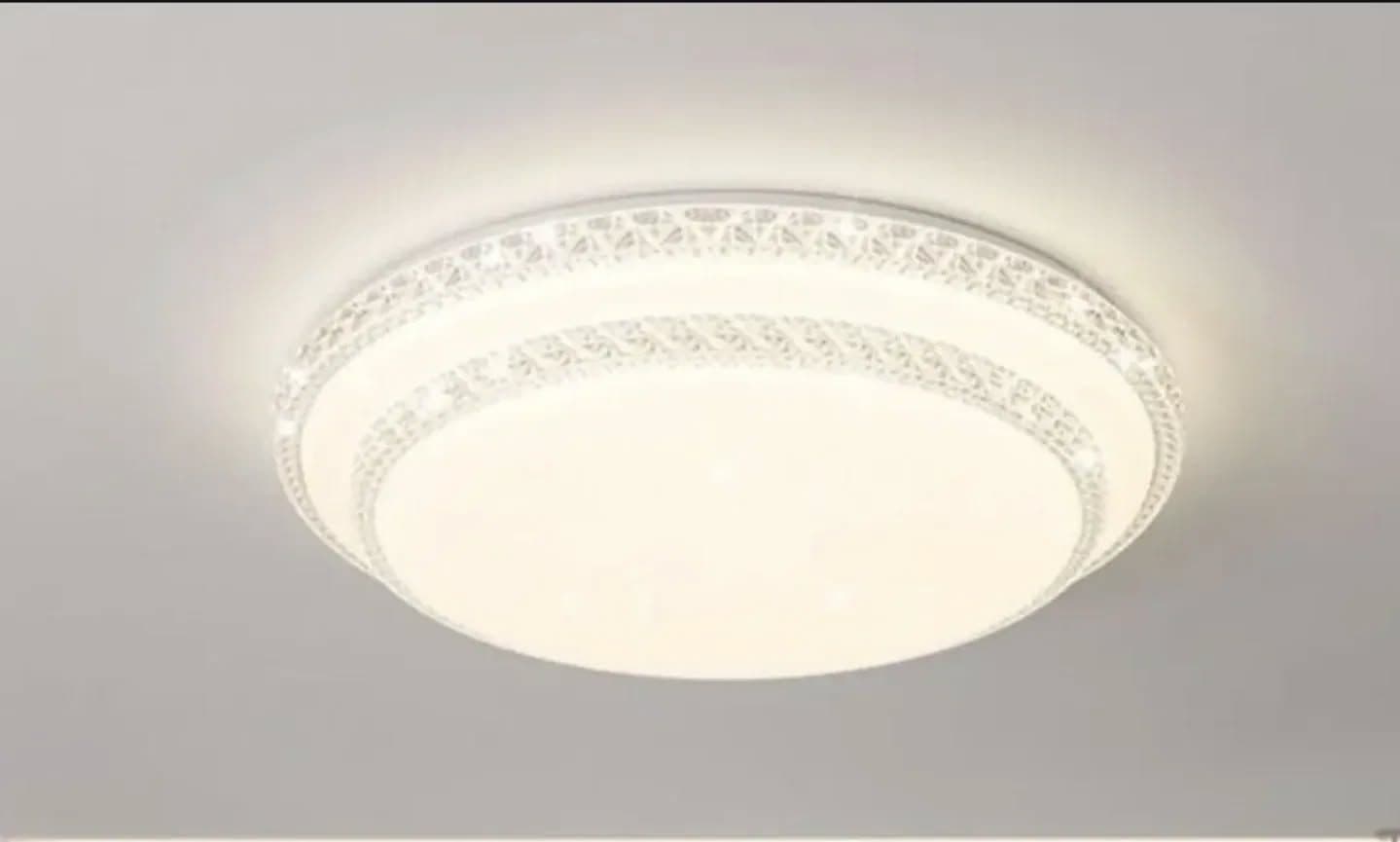Modern White and Silver Crystal Double Ring Chandelier
