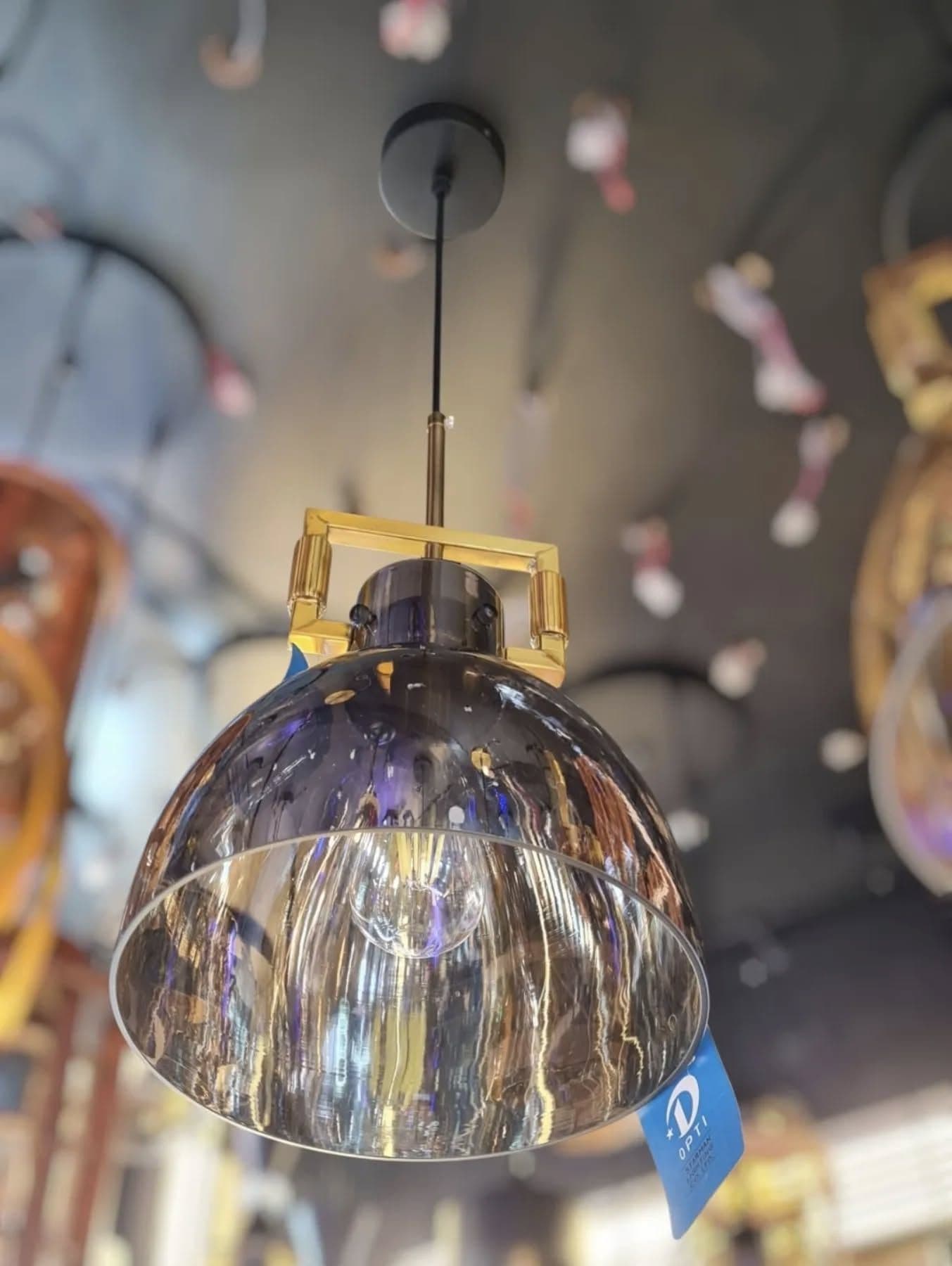 Industrial Smoke Glass Dome Pendant Light