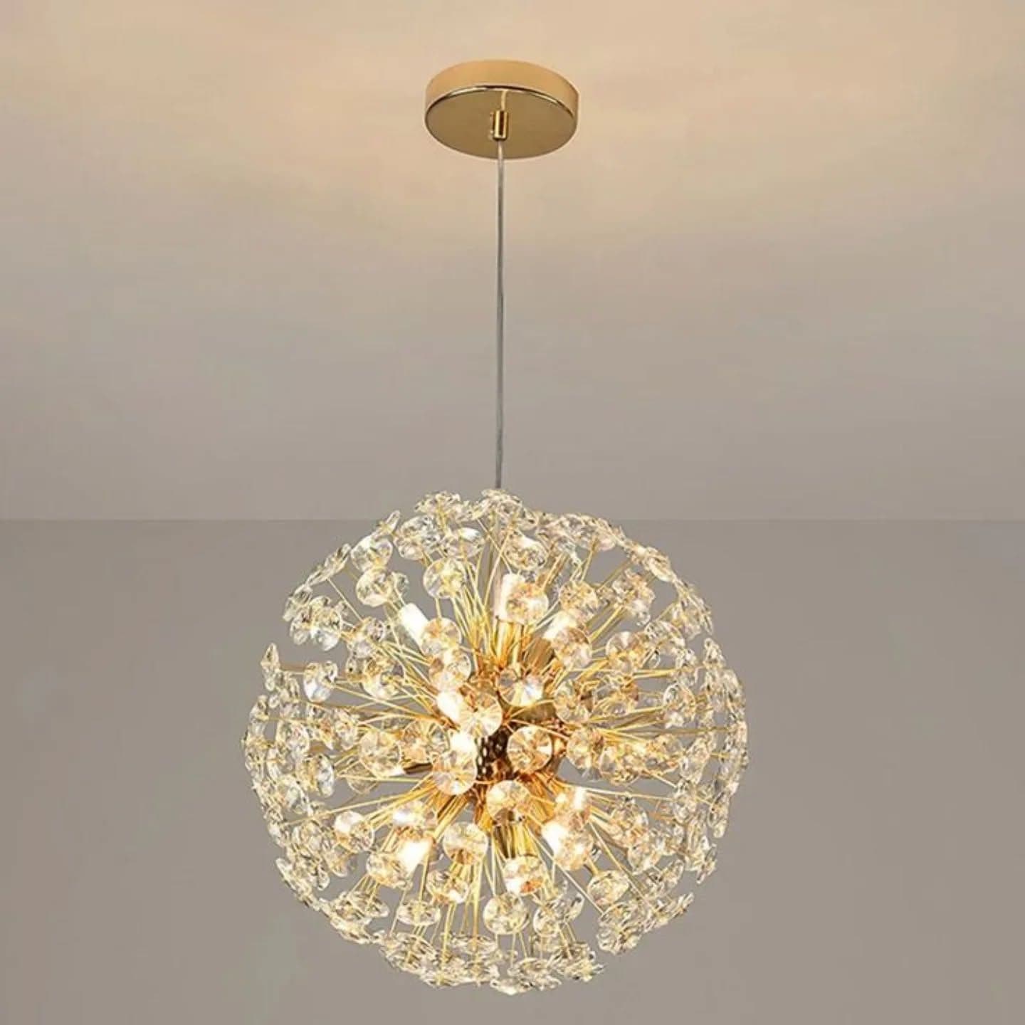 Modern Gold Crystal Spherical Pendant Light