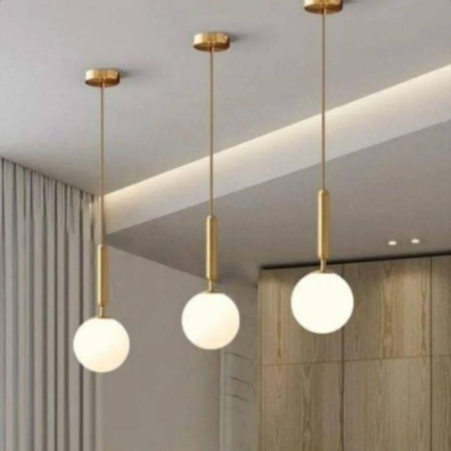 Modern Gold Brass Globe Pendant Light