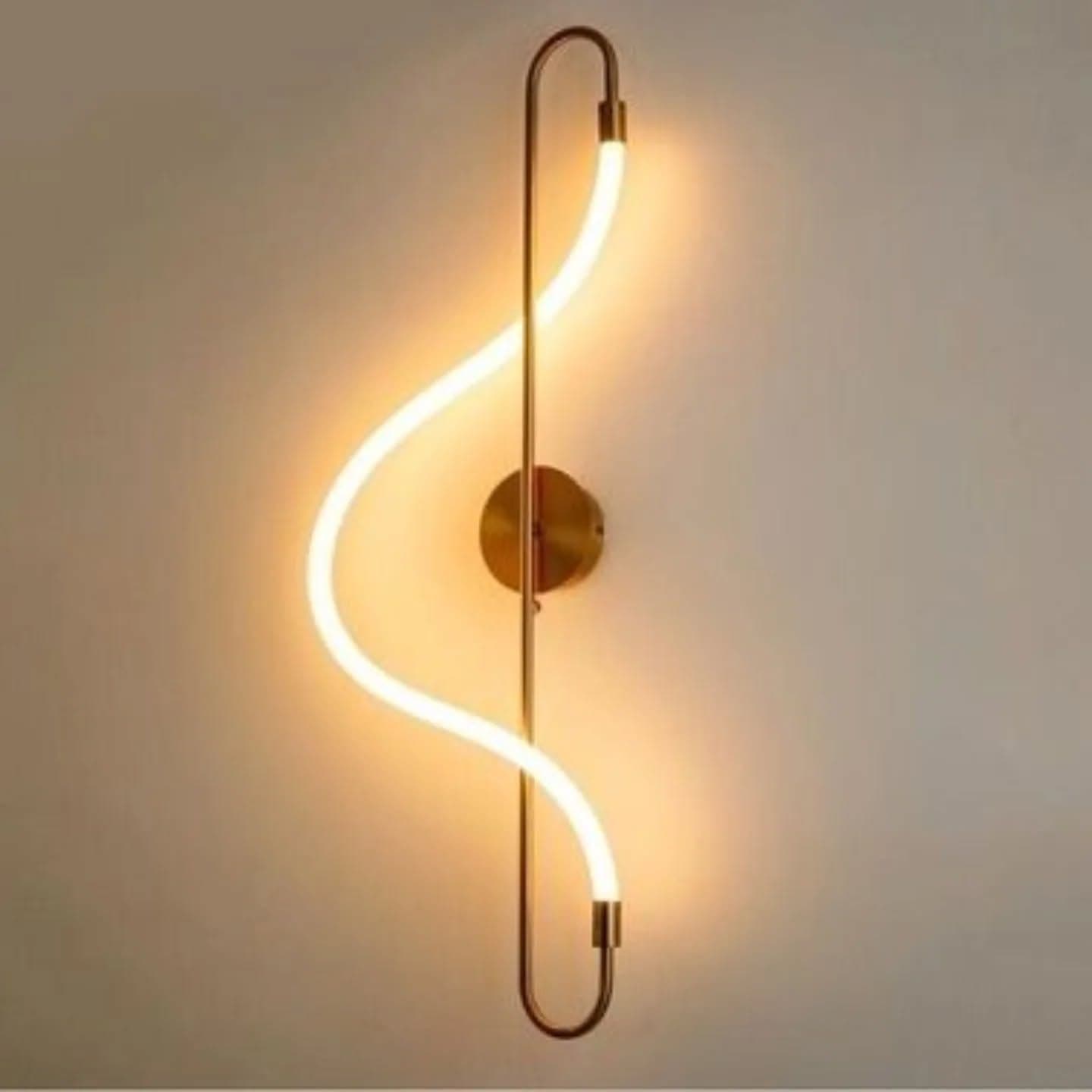 Modern Gold Brass LED Curved Wall Light